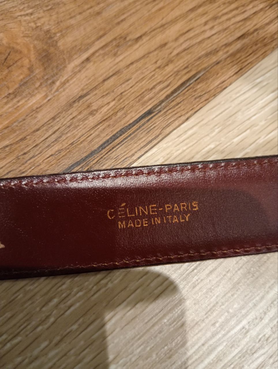 Celine VTG CELINE LEATHER BELT - BURGUNDY WITH GOLD COLOUR BUCKLE Size ONE SIZE - 7 Thumbnail