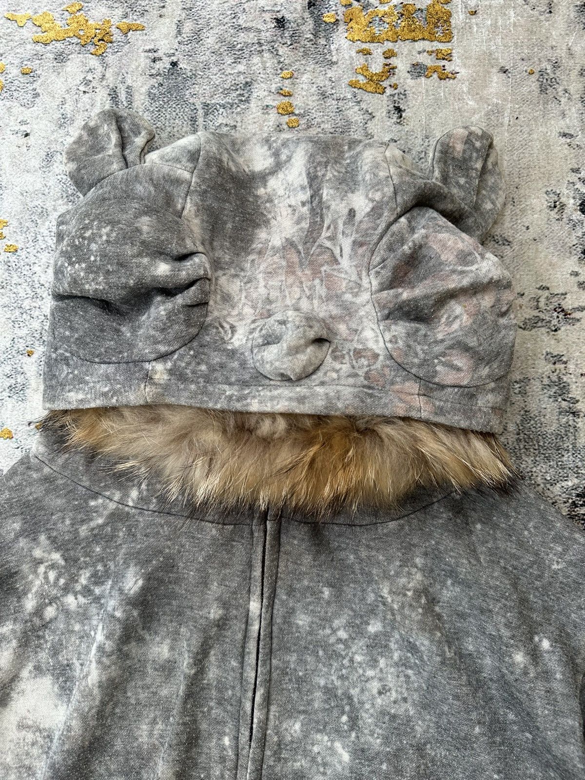CRAZY TRASHED GOAT FUR ZIP UP HOODIE IFSIXWASNINE PUNK STYLE
