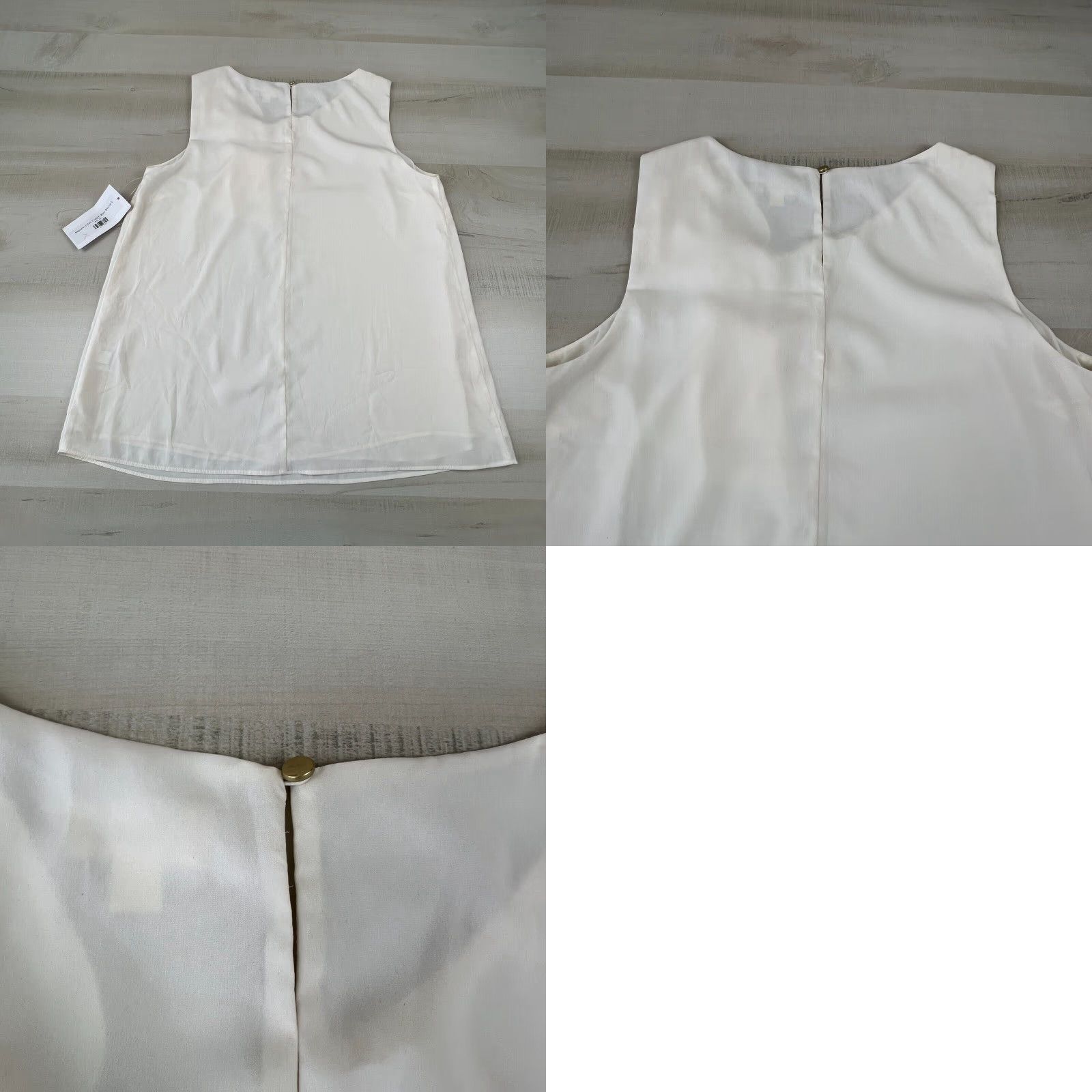 Vintage Maison Jules Womens Semi Sheer Blouse Shirt Top Ivory Large Sleeveless Lined Size L / US 10 / IT 46 - 8 Thumbnail