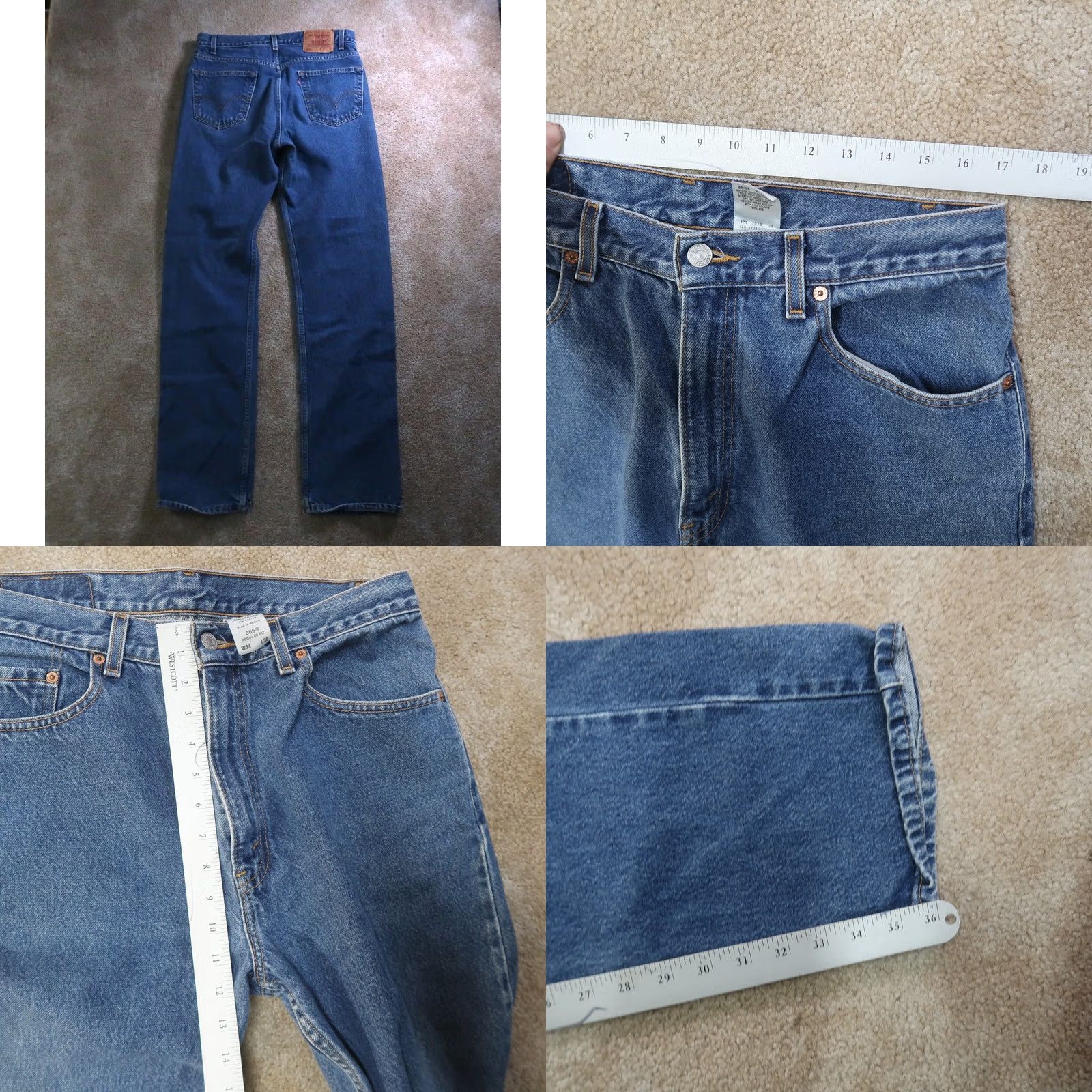 Levi's VINTAGE Levi's 505 Jeans Men 34x36 Blue Denim Straight Leg Regular Fit 90s Size US 34 / EU 50 - 8 Thumbnail
