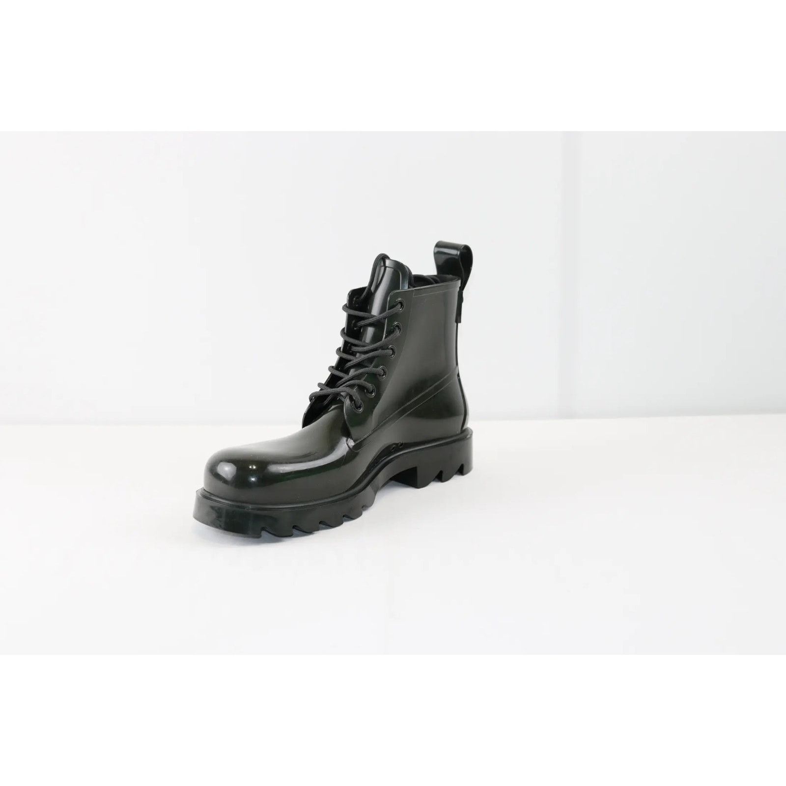 Bottega Veneta o1rshd1 Shiny Rubber Stride Ankle Boots in Bottle Green Size US 7 / EU 40 - 3 Thumbnail