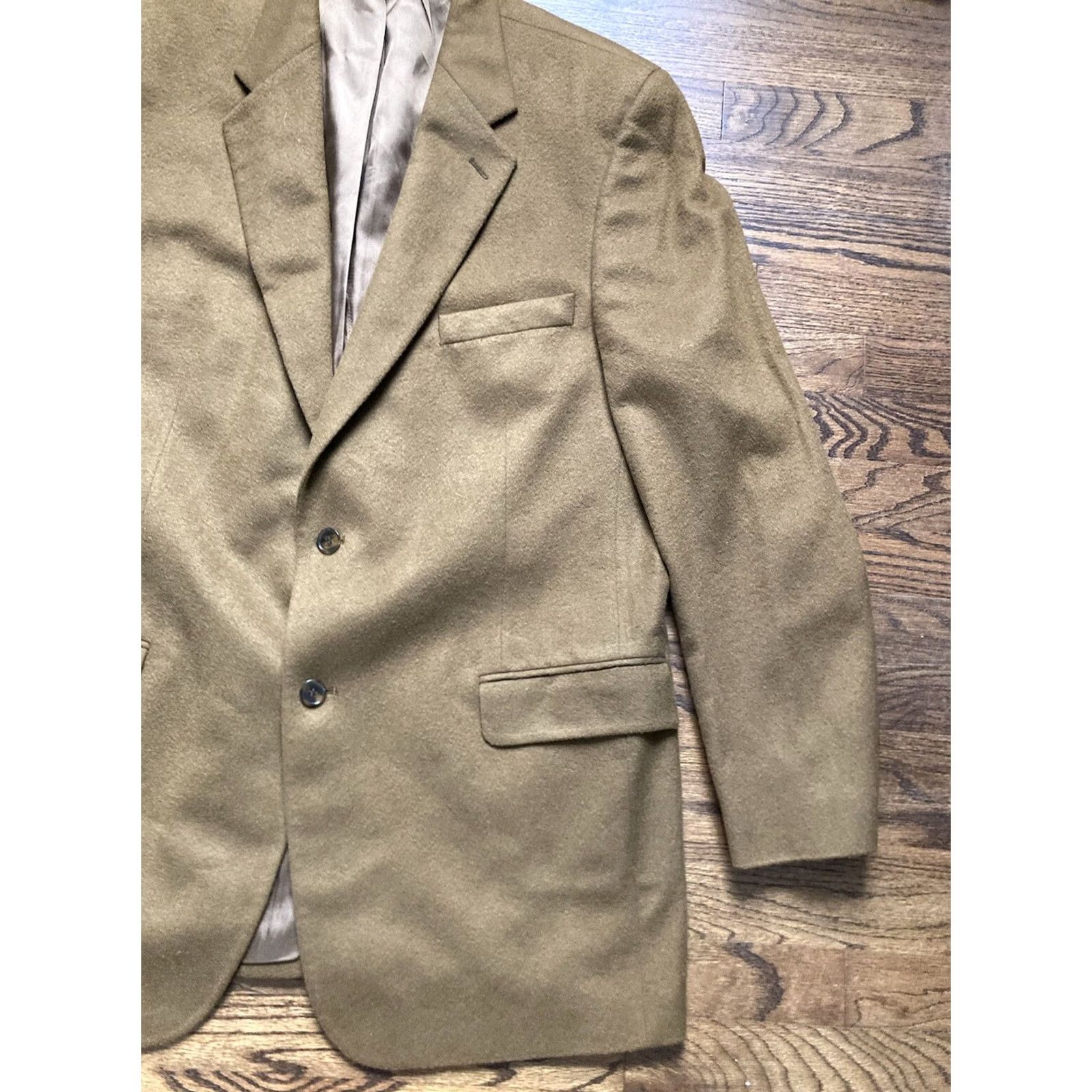 Vintage Nathan David 100% Cashmere Blazer Mens Brown Sport Coat Two Button 46L Long Chest 46 Jacket Coat Blazer Mens Brown Cashmere Nathan David Size 46R - 3 Thumbnail