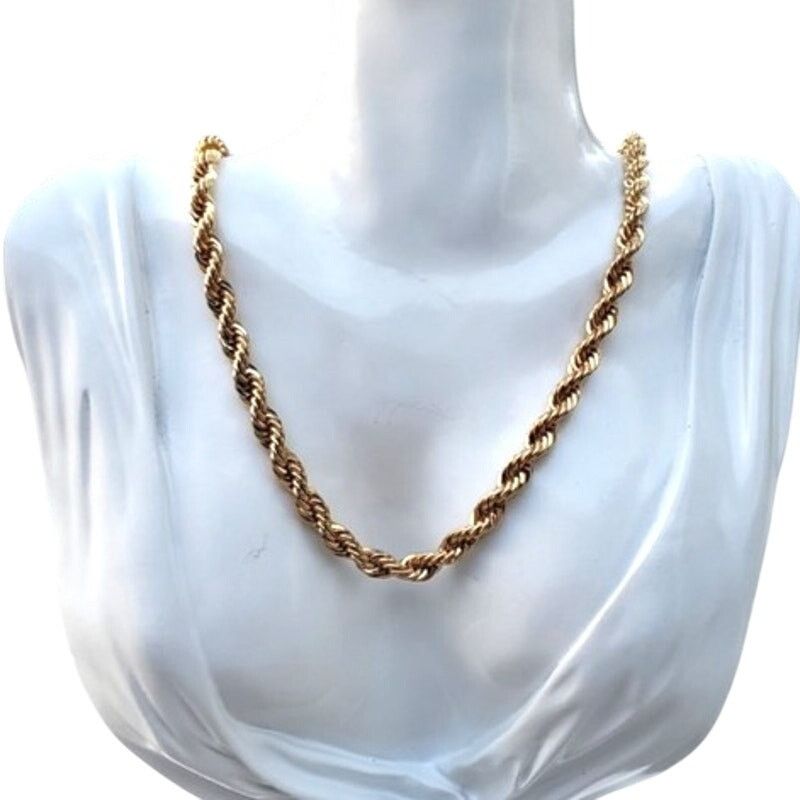 Vintage Vintage 14K Gold Plated Diamond Cut Rope Necklace Unisex Size ONE SIZE - 7 Thumbnail