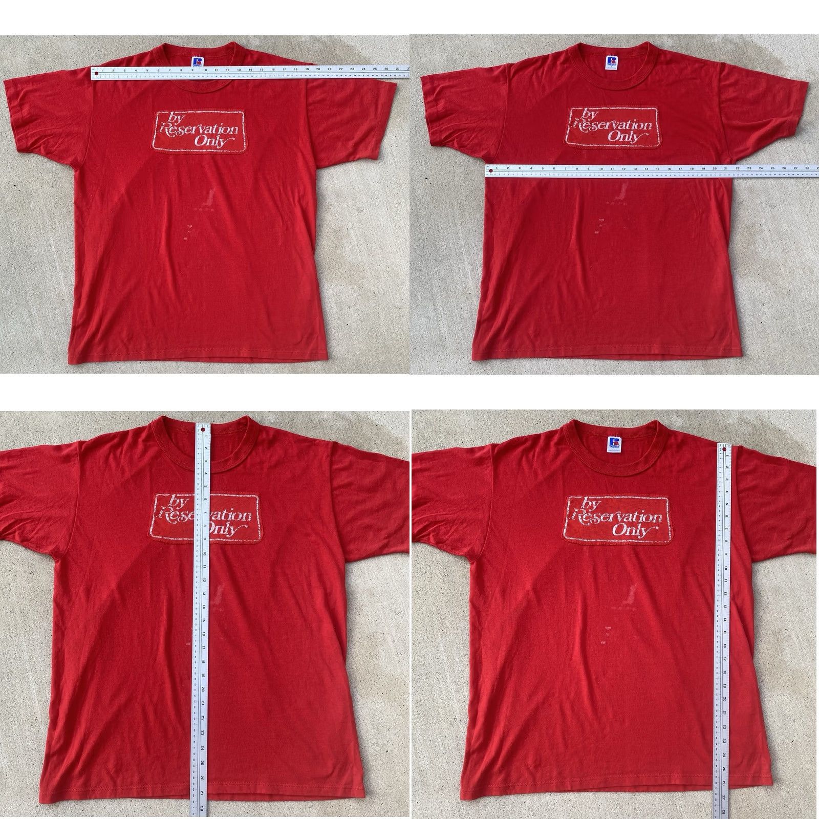 Vintage VINTAGE Russell Athletic By Reservation Only T Shirt Red L Mens 80s 90s Graphic Print Short Sleeve Crew Neck Size US L / EU 52-54 / 3 - 11 Thumbnail