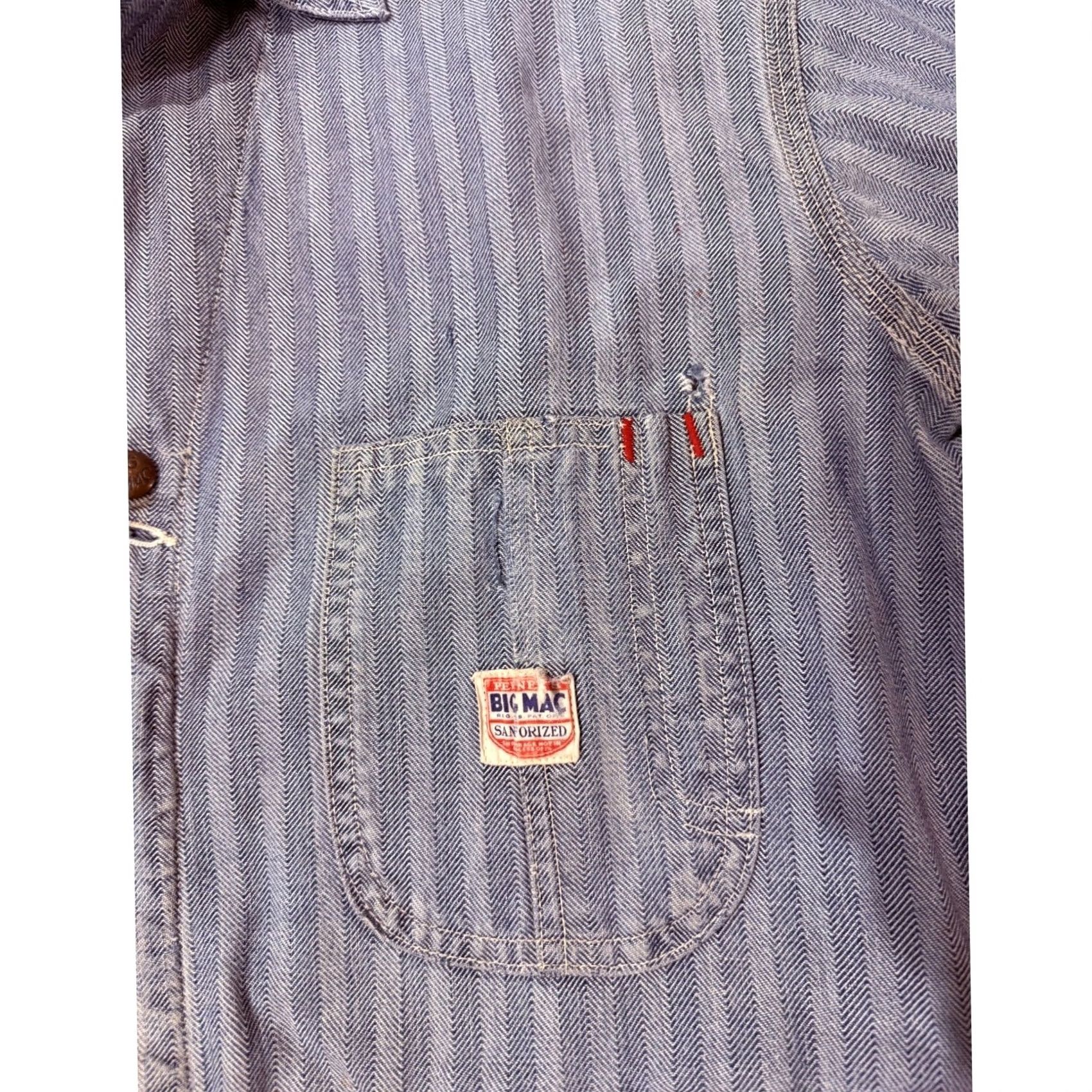 JCPenney Vintage Penneys Big Mac Coverall Mens Cotton Work Striped Sanforized 1940s A4-21 Size US 37 - 3 Thumbnail