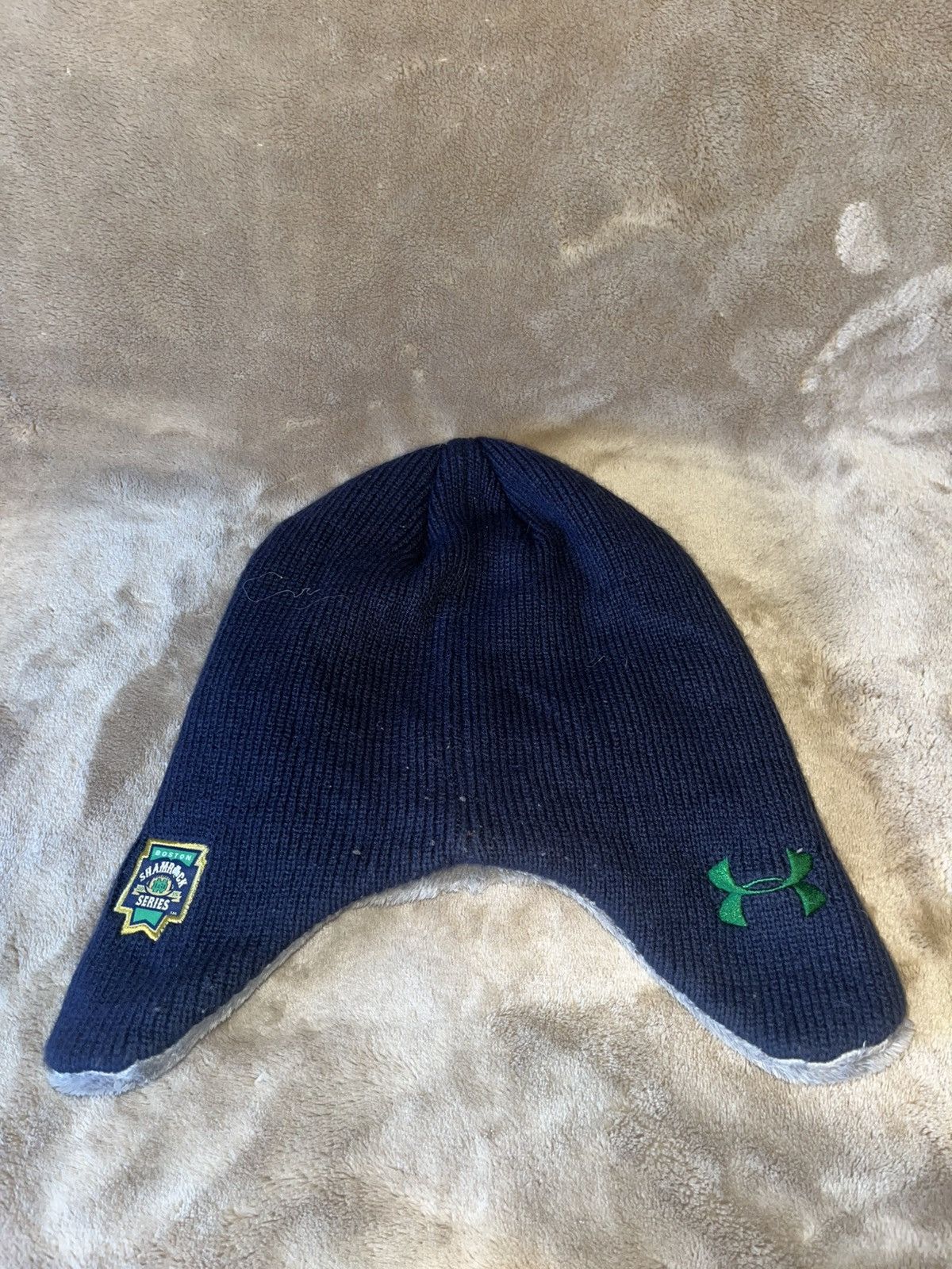 Under Armour Vintage Y2K Underarmor Notre Dame College Fur lined Cap Navy Size ONE SIZE - 10 Thumbnail