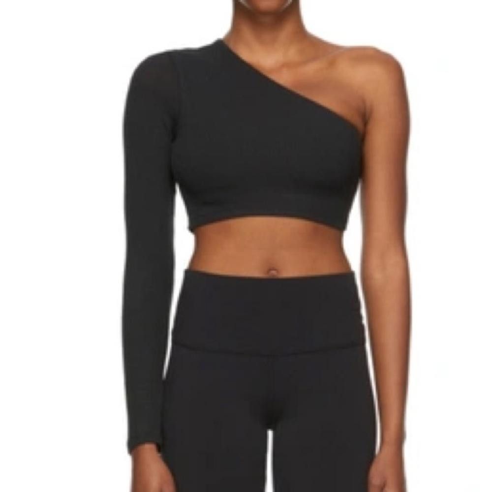 Designer ALO Yoga l Body Wave Black One Shoulder Ribbed Crop Medium Size M / US 6-8 / IT 42-44 - 8 Thumbnail