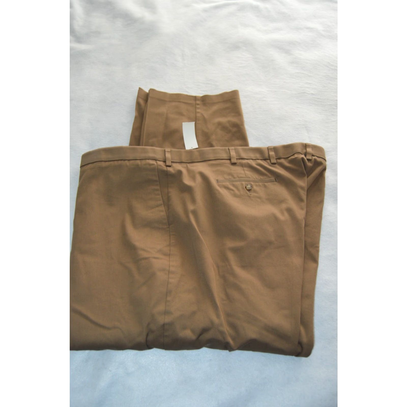 Roundtree & Yorke Mens ROUNDTREE & YORKE Travel Smart Classic Fit Flat Front Brown Pants 56x32 NWT Size US 40 / EU 56 - 3 Thumbnail