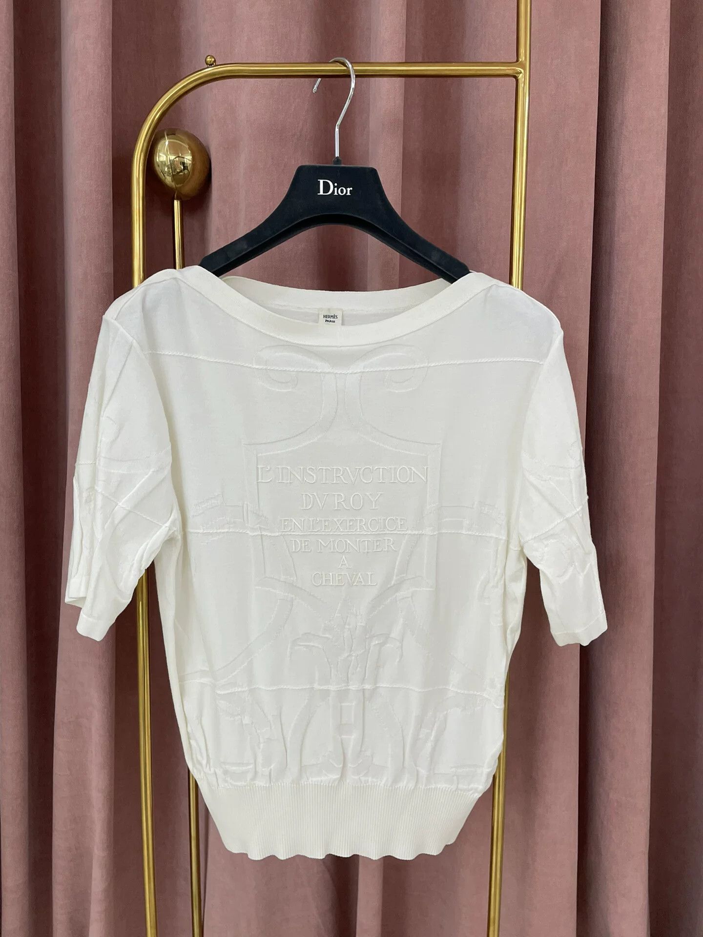 Hermes Hermes White Short Sleeve Knit Top Size US S / EU 44-46 / 1 - 1 Thumbnail