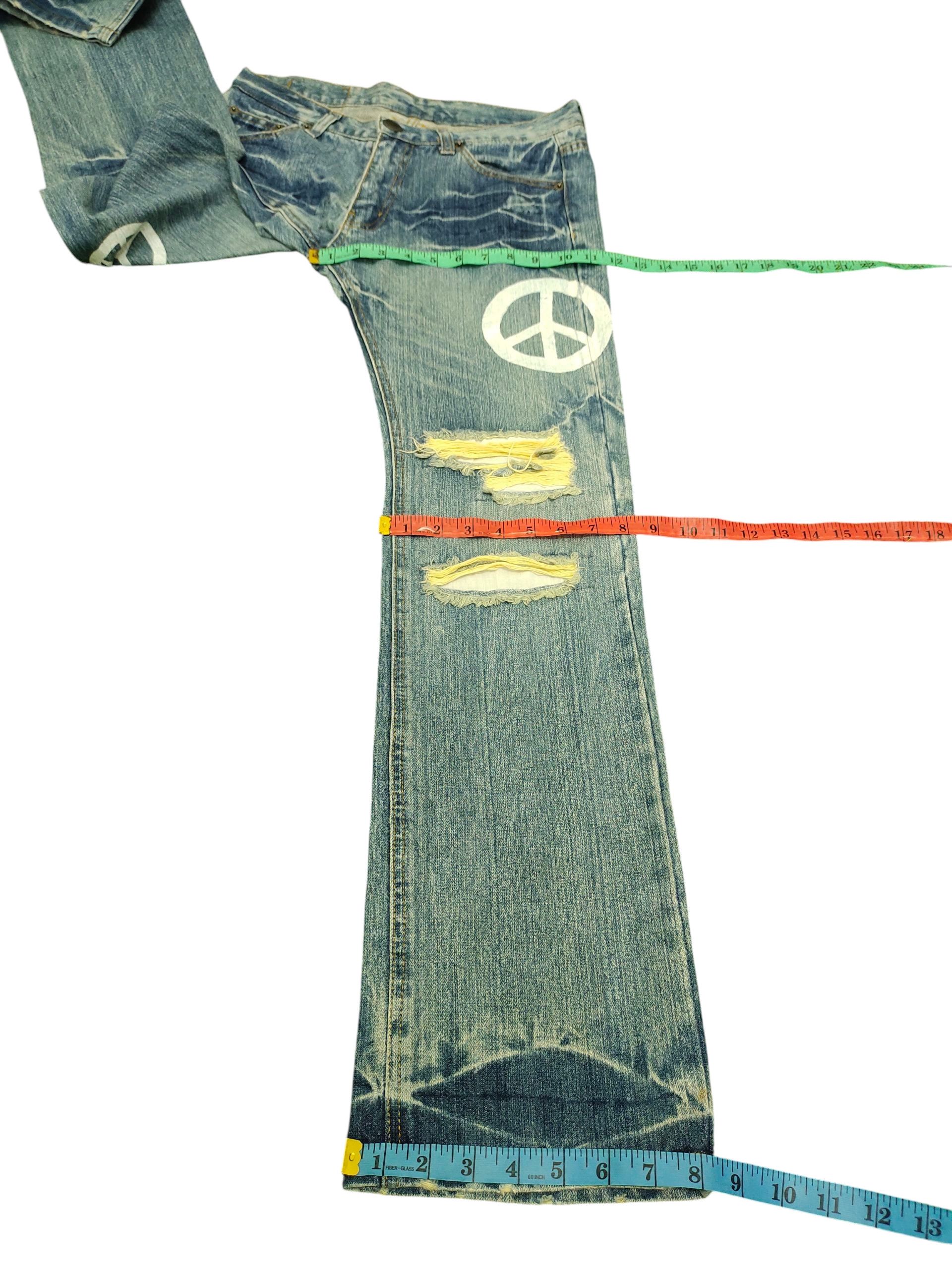 Undercover Loma Point Japan Jeans - Peace Logo Distress Grunge Denim Size US 32 / EU 48 - 16 Thumbnail