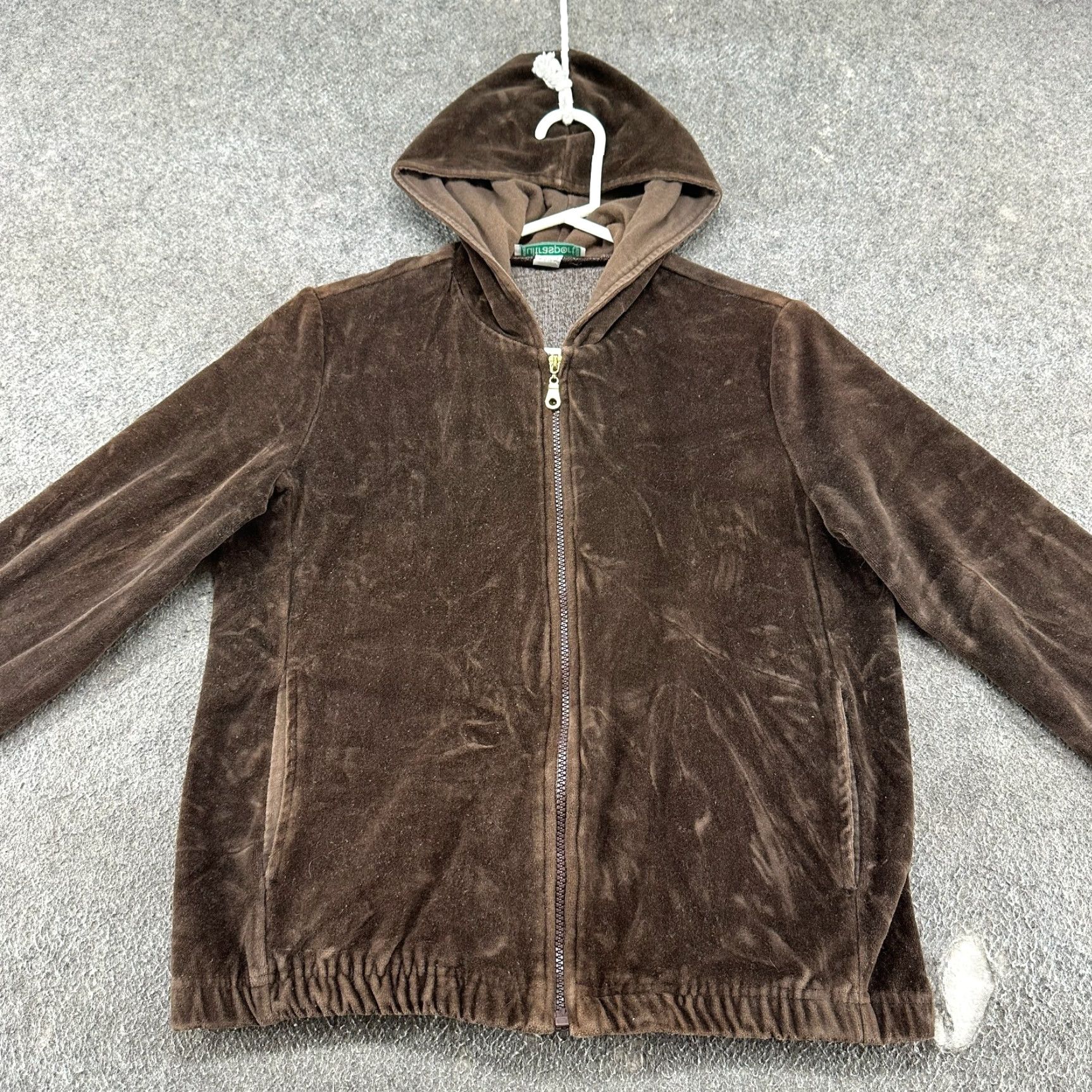 Velour VINTAGE Velour Hoodie Womens Small Brown Velour Velvet Full Zip Jacket USA 90s Size S / US 4 / IT 40 - 3 Thumbnail