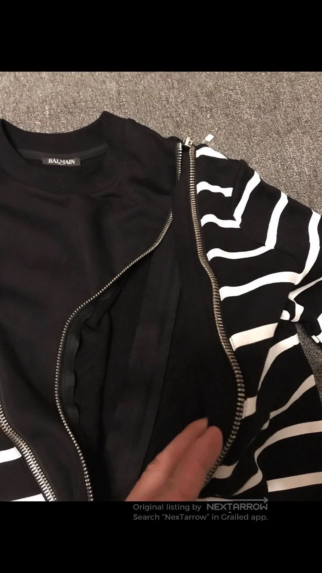 Balmain Black Striped Long Sleeve Shirt with Zipper Accents. Size US XL / EU 56 / 4 - 4 Thumbnail