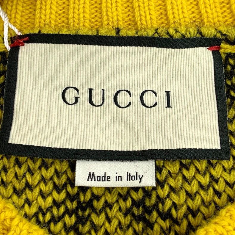 Gucci Gucci Yellow bat inlaid wool round-neck long-sleeved knitt Size US XS / EU 42 / 0 - 6 Thumbnail