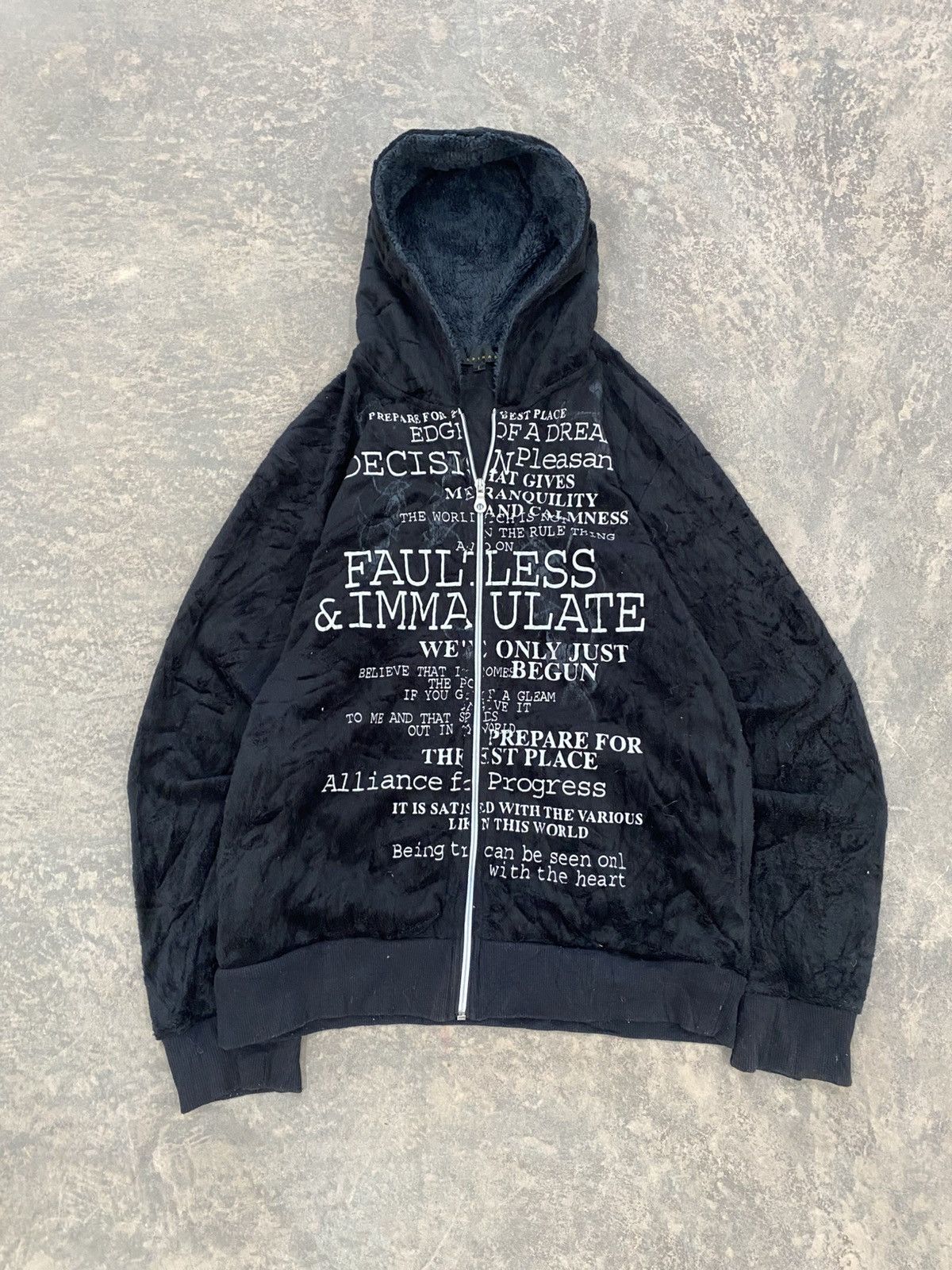 Le Grande Bleu (L.G.B.) 2000s -Spinash Fleece Poem Zipper Hoodie Grunge Punk Lgb Size US L / EU 52-54 / 3 - 2 Thumbnail