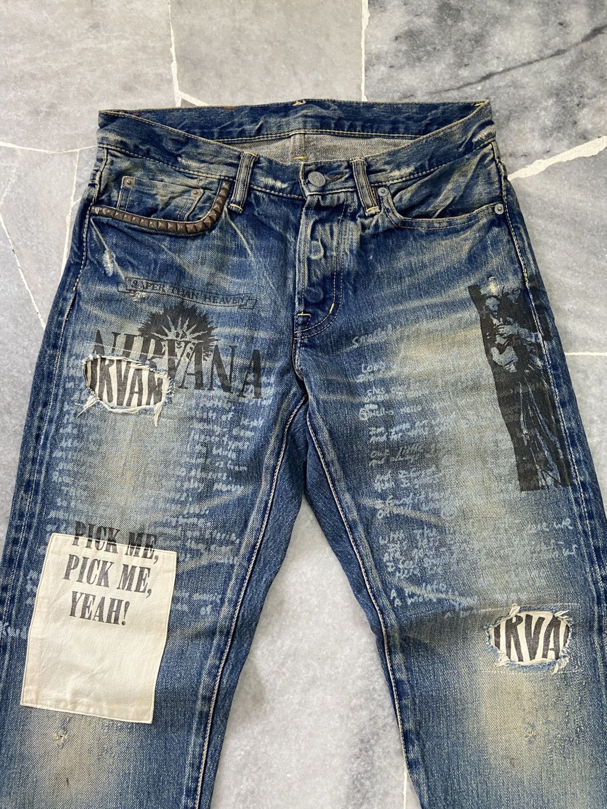 Hysteric Glamour Hysteric Glamour x Nirvana Y2K Studded Denim Jeans Size US 28 / EU 44 - 6 Thumbnail