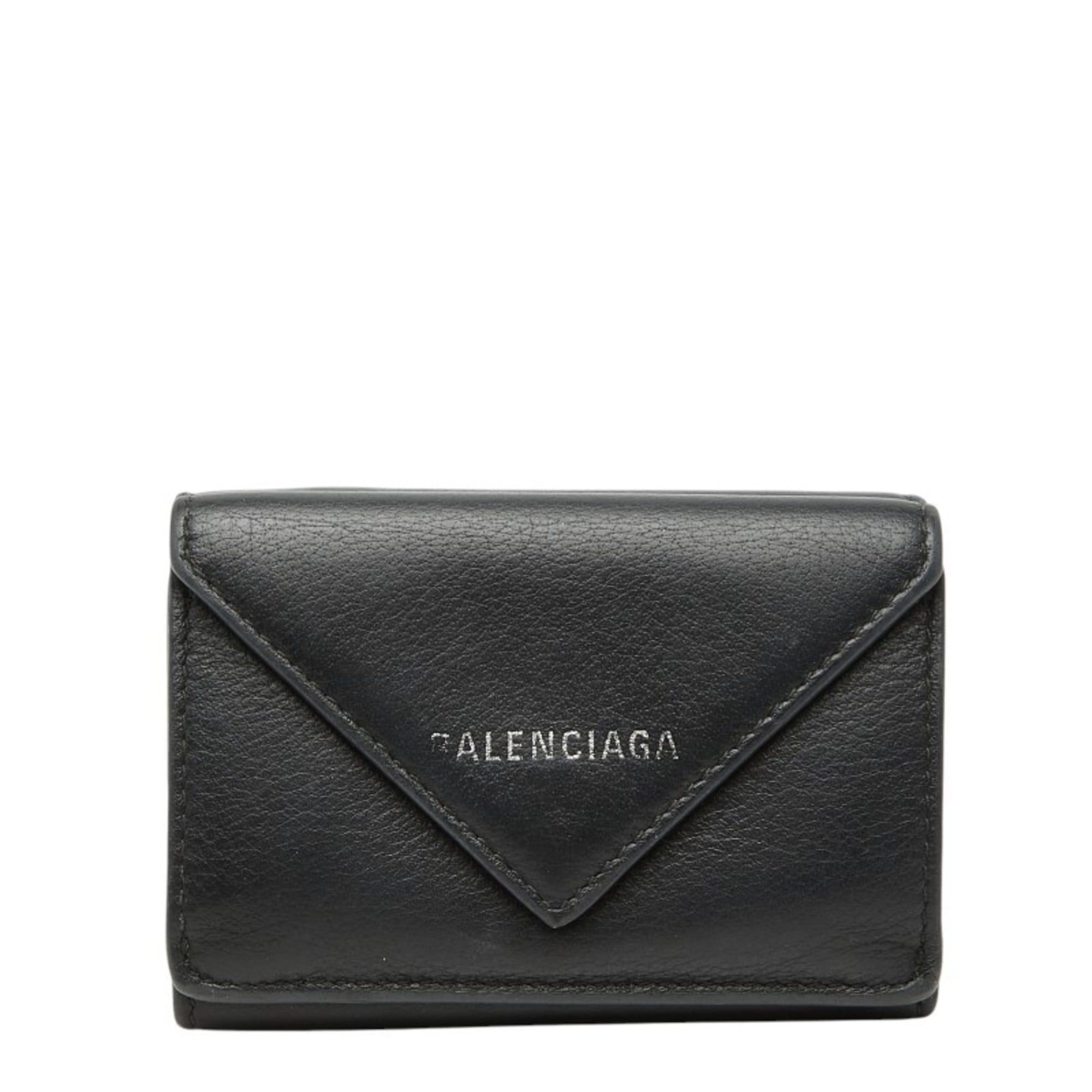 Balenciaga Balenciaga Paper Mini Wallet, Tri-fold Compact, 391446, Black Leather, Women's, BALENCIAGA Size ONE SIZE - 1 Thumbnail