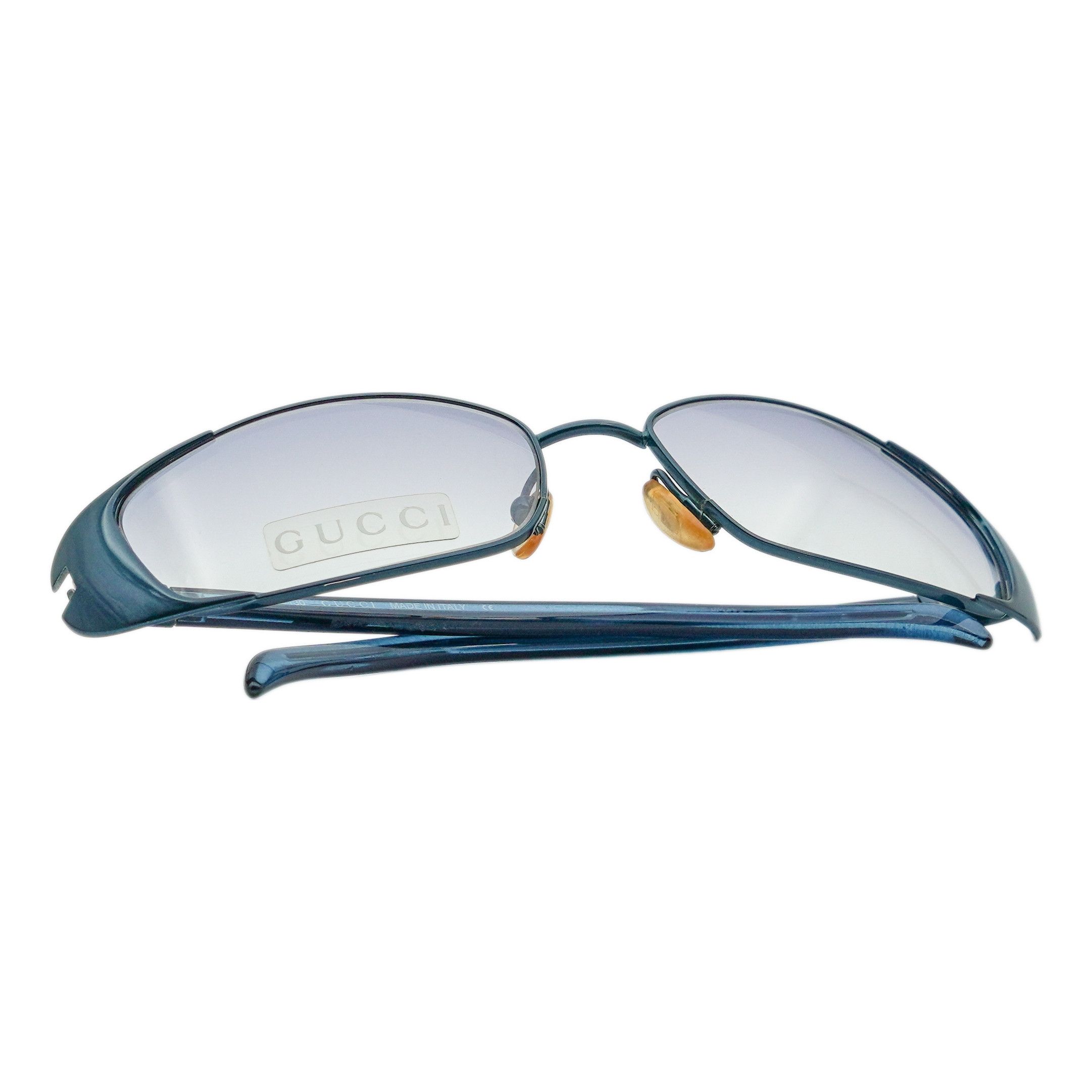 Gucci Vintage Gucci GG 2658 Blue Wrap Rectangular Logo Sunglasses Size ONE SIZE - 9 Thumbnail