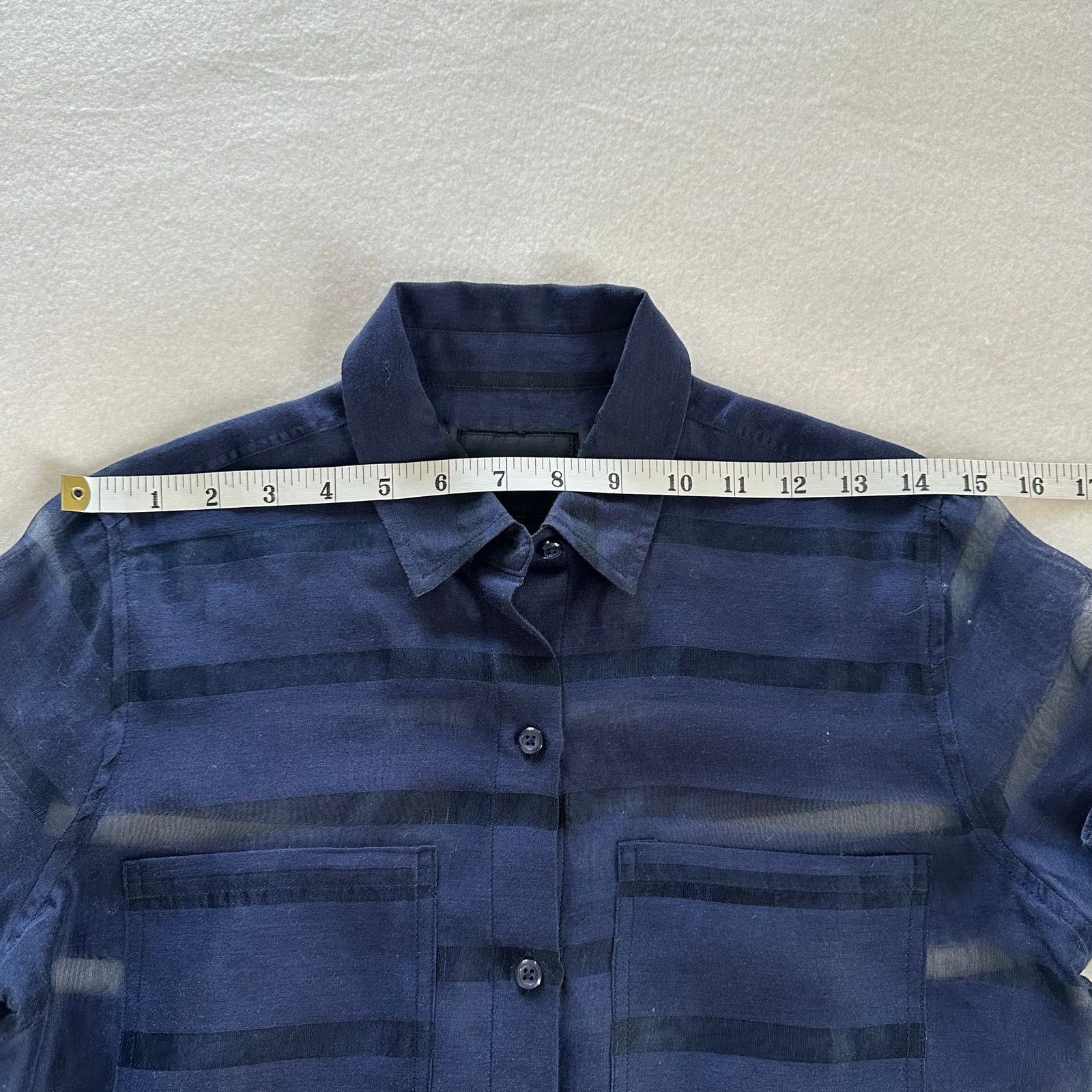 Rails Rails Cameron Sheer Panel Blouse Navy Cotton Silk XS Size XS / US 0-2 / IT 36-38 - 6 Thumbnail