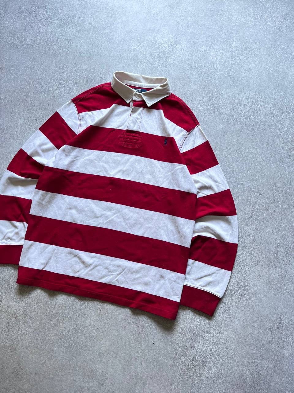 Vintage Vintage Polo Ralph Lauren Striped Rugby Shirt Y2K XXL Size US XXL / EU 58 / 5 - 3 Thumbnail