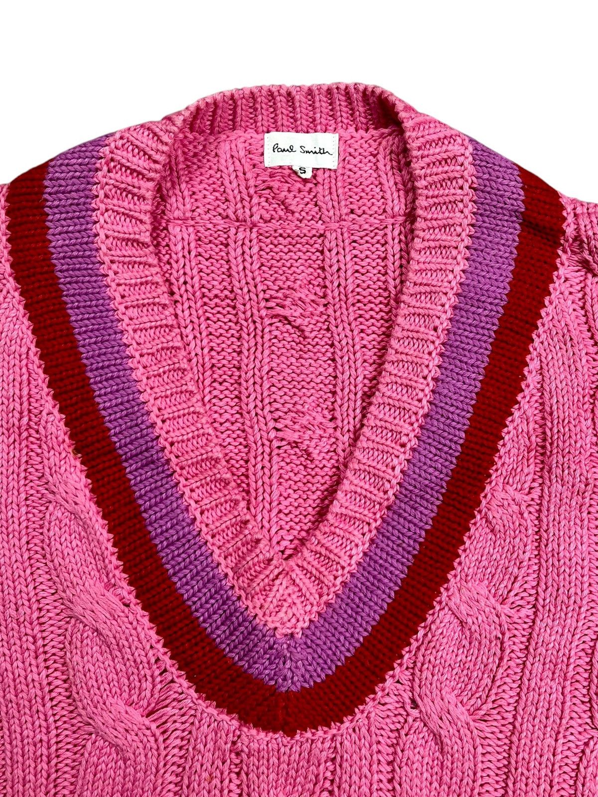 Paul Smith 2000s Paul Smith - Big Vneck Cable Knitted Vest Size US M / EU 48-50 / 2 - 4 Thumbnail
