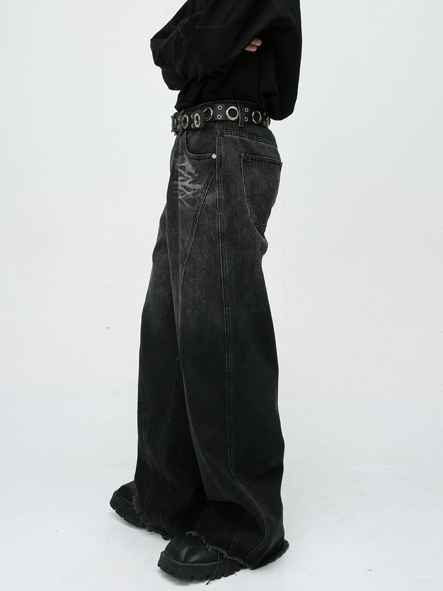 Vintage American men's retro street stitching loose washed jeans Size US 32 / EU 48 - 3 Thumbnail
