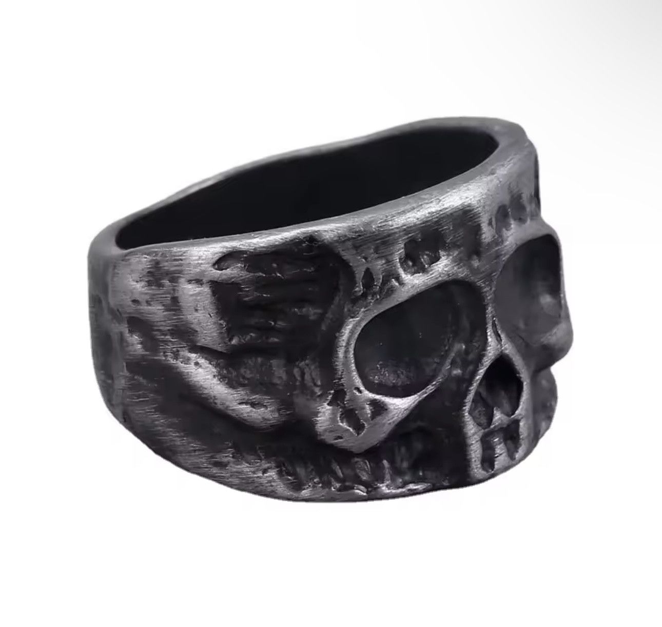 Vintage Retro Half Face Skull Ring Size ONE SIZE - 7 Thumbnail
