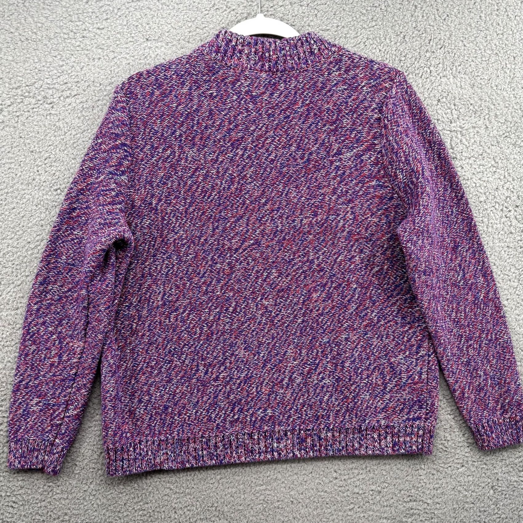 Lands' End Lands' End Sweater Womens XL Purple Marled Cable Knit Pullover Crewneck Knit Pullover Solid Pattern 100% Acrylic Mens? Size XL / US 12-14 / IT 48-50 - 5 Thumbnail