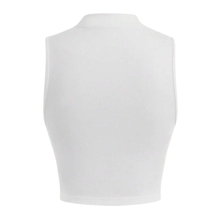 Shein Mock Neck Ruched Side Tank Top in White, Size L Size L / US 10 / IT 46 - 2 Thumbnail