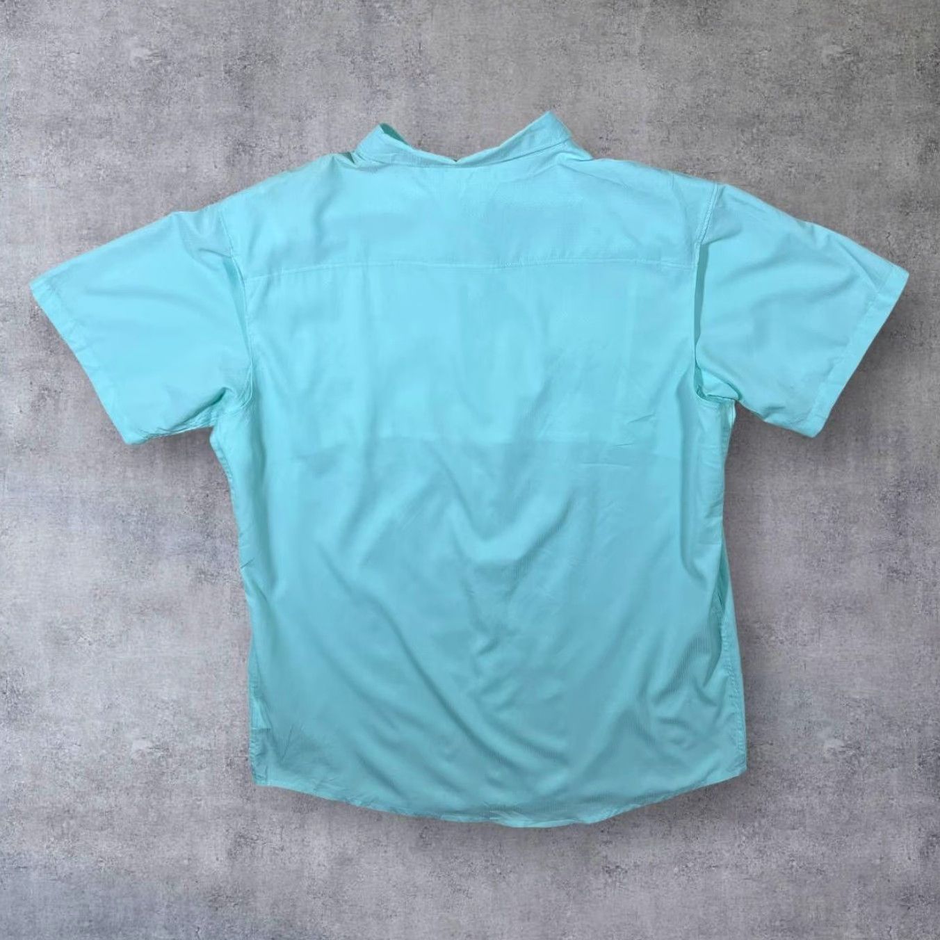 Vintage Columbia Shirt Mens Sz L Omni-Wick Advanced Evaporation Polyester Button-Up Turquoise Blue 100% Polyester Regular Fit Casual Front Pocket Damage Size US L / EU 52-54 / 3 - 2 Thumbnail