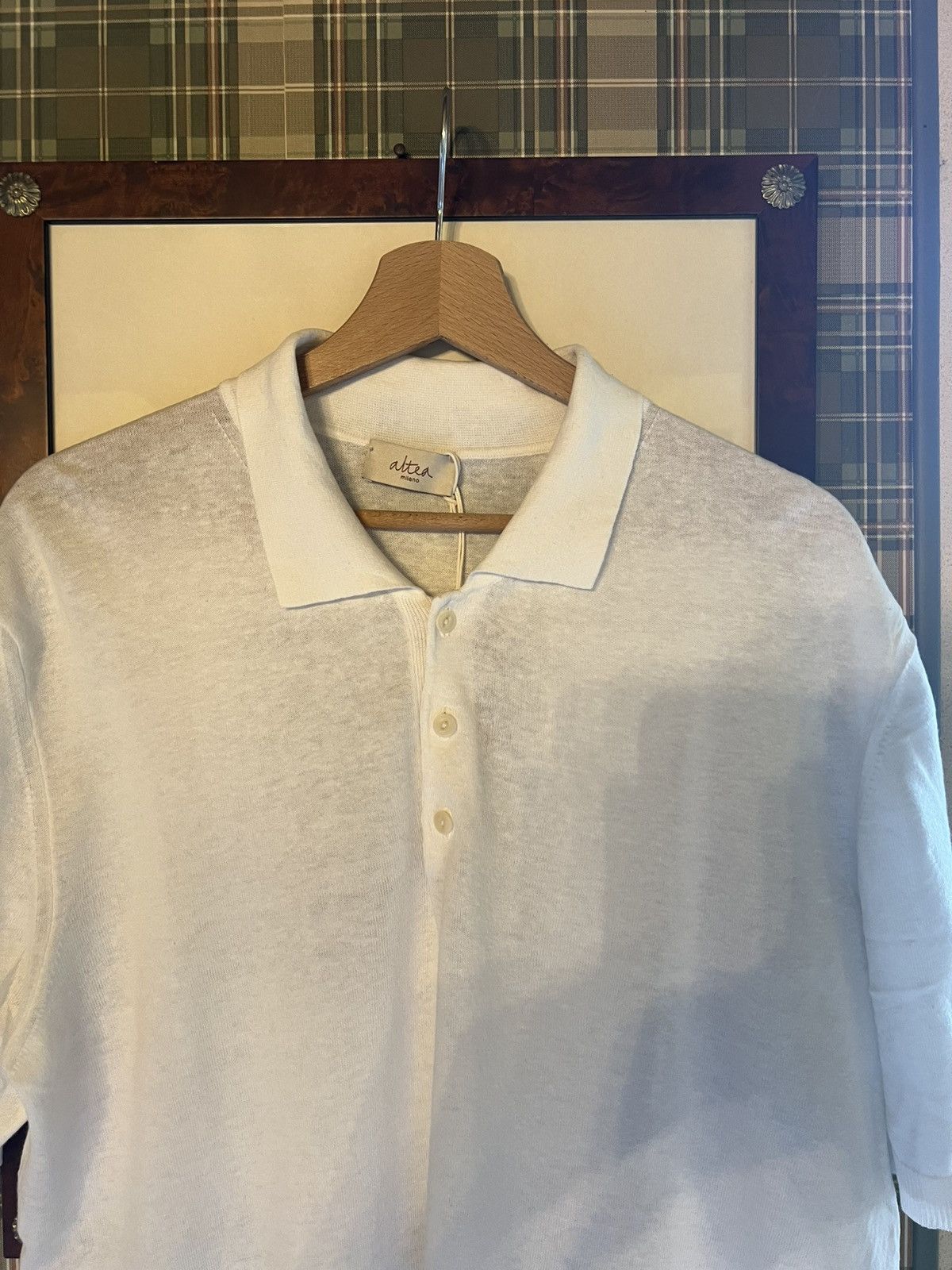 Altea Altea linen Polo with Button in white Size US L / EU 52-54 / 3 - 3 Thumbnail