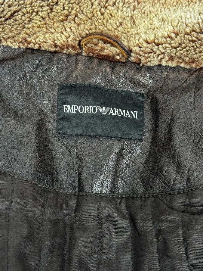 Emporio Armani AW2008 Emporio Armani Brown Avant-Garde Fur Collar Leather Jacket Size US L / EU 52-54 / 3 - 12 Thumbnail