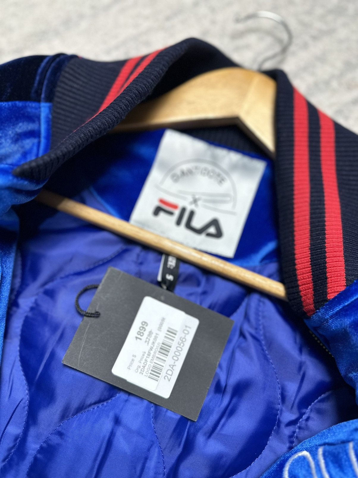 Fila × Japanese Brand D-Antidote x Fila Logo Velvet Stadium Jacket Blue/Navy Size US M / EU 48-50 / 2 - 12 Thumbnail