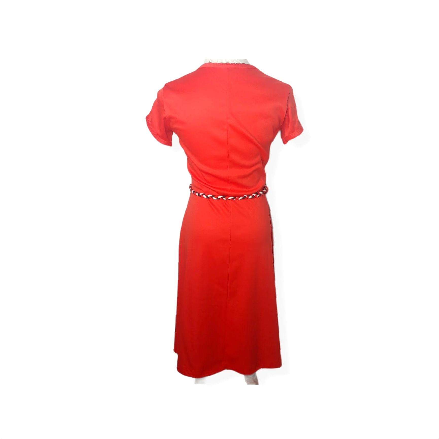 Vintage VINTAGE Womens S Butterfly Dress Embroidered Short Sleeve Braided Belt Stretch Dress Size 28" / US 6 / IT 42 - 2 Thumbnail