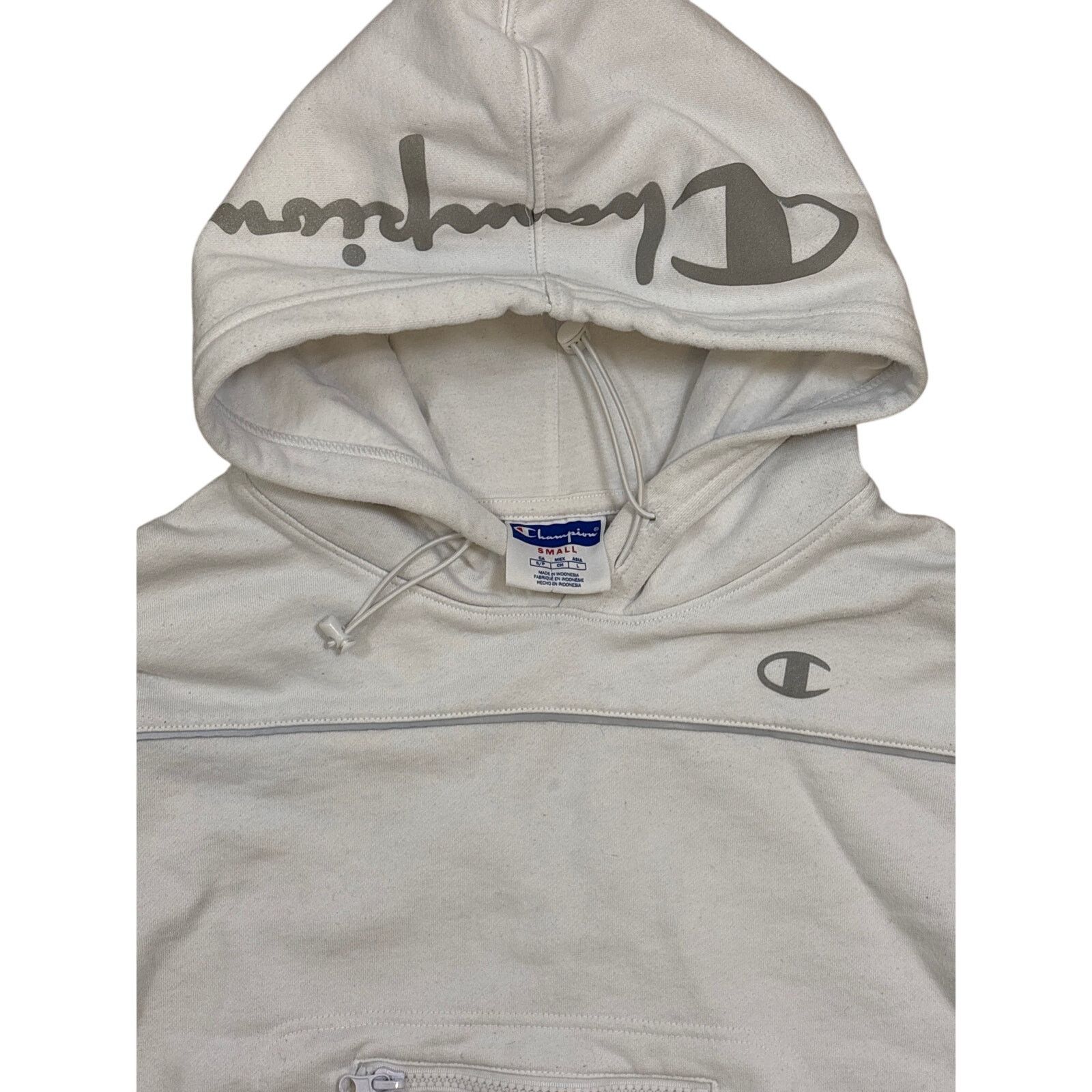 Champion Champion Reflective Cropped drawstring hoodie white Small Size S / US 4 / IT 40 - 3 Thumbnail