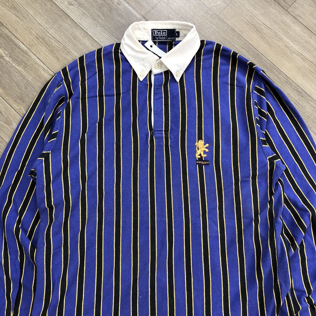 Polo Ralph Lauren × Vintage Vintage Polo Ralph Lauren Rugby Lion Stripe Long Sleeve Size US L / EU 52-54 / 3 - 2 Thumbnail