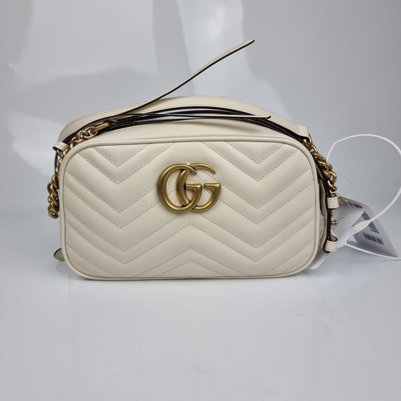 GUCCI GG Marmont Small $1950 White Leather Shoulder Bag New