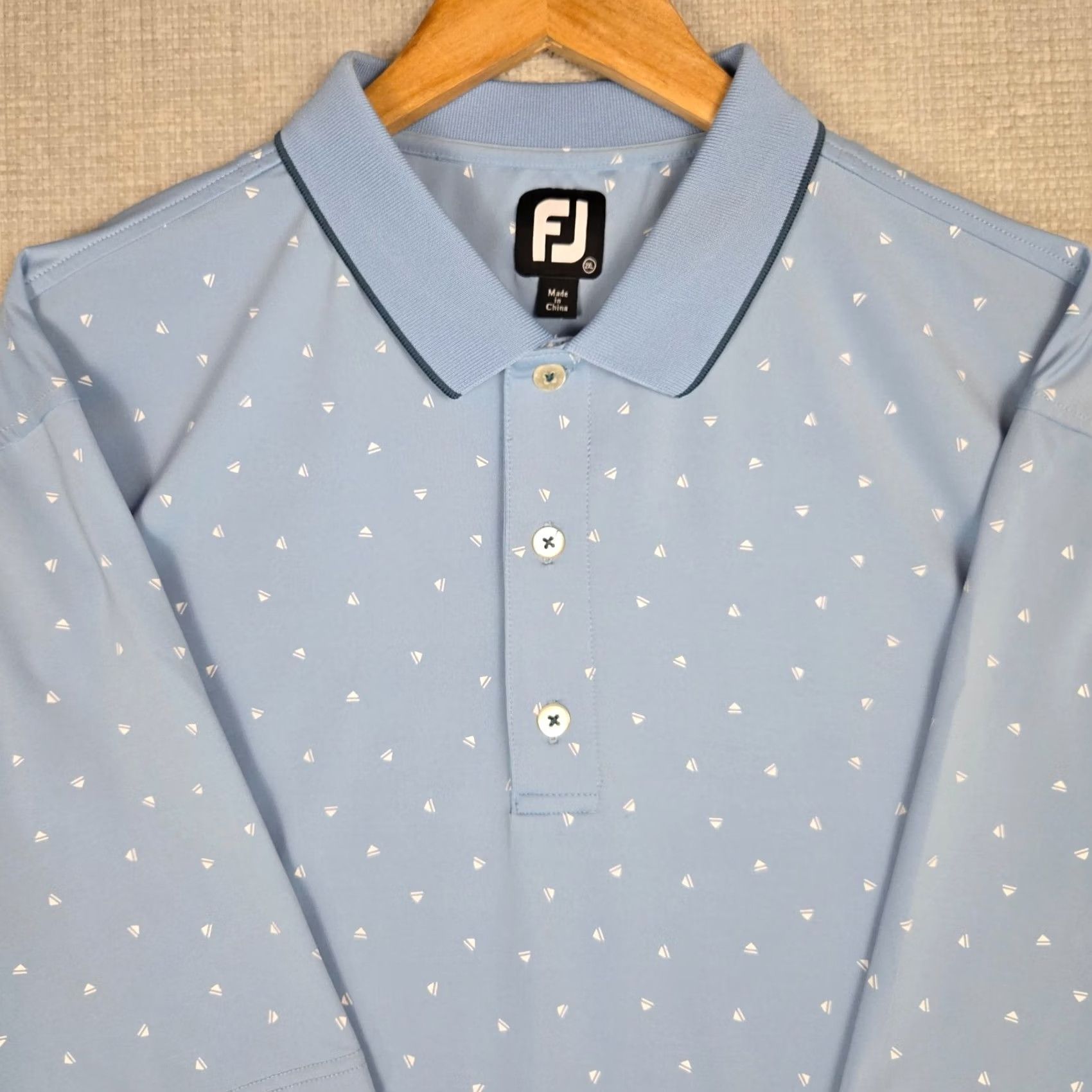 Footjoy FOOTJOY Golf Polo Shirt Mens Size 2XL Blue Eject Button Print Performance FJ Size US XXL / EU 58 / 5 - 3 Thumbnail