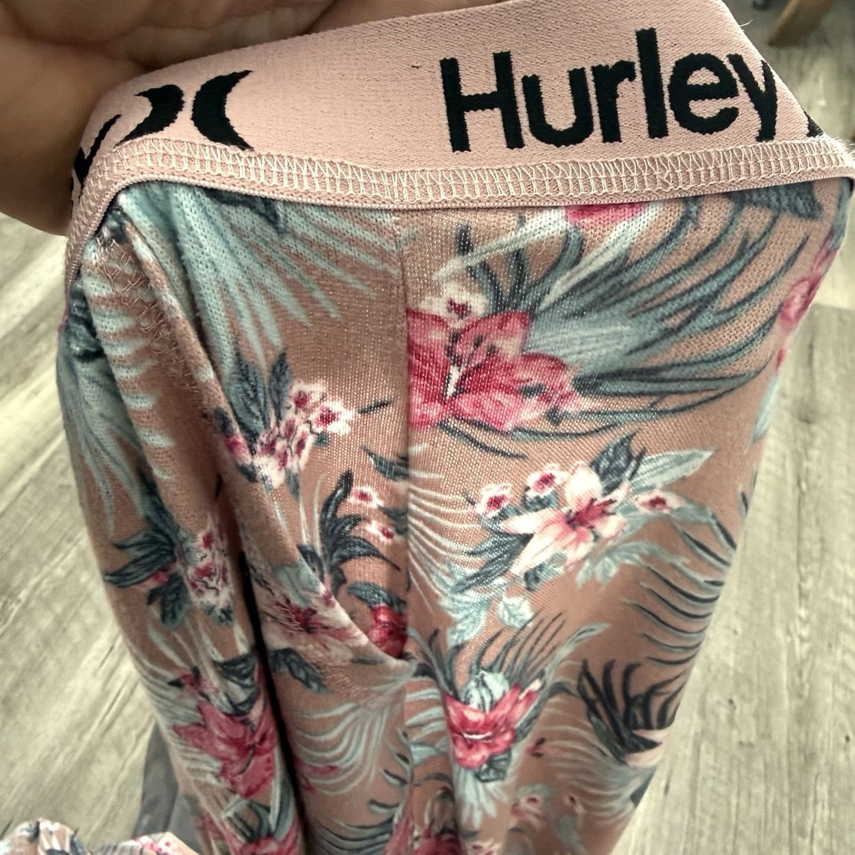 Hurley Hurley Lounge Joggers Womens Large Pink Floral Tropical Jersey Knit Pockets Size L / US 10 / IT 46 - 5 Thumbnail
