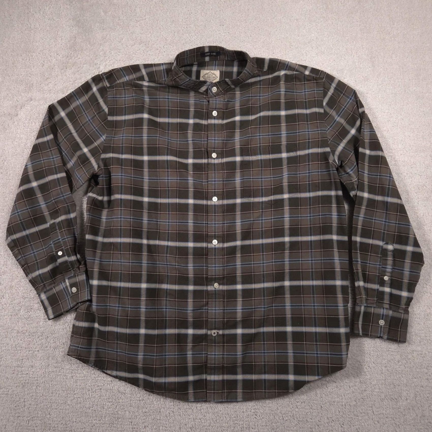 Vintage St. Johns Bay Shirt Mens XL Brown Plaid Button Front Long Sleeve Easy Care Casual Size US XL / EU 56 / 4 - 2 Thumbnail