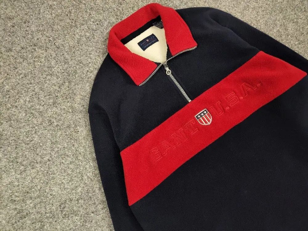 Gant Vintage 90s Fleece Gant Usa Big Logo Pullover Jacket Size US L / EU 52-54 / 3 - 5 Thumbnail