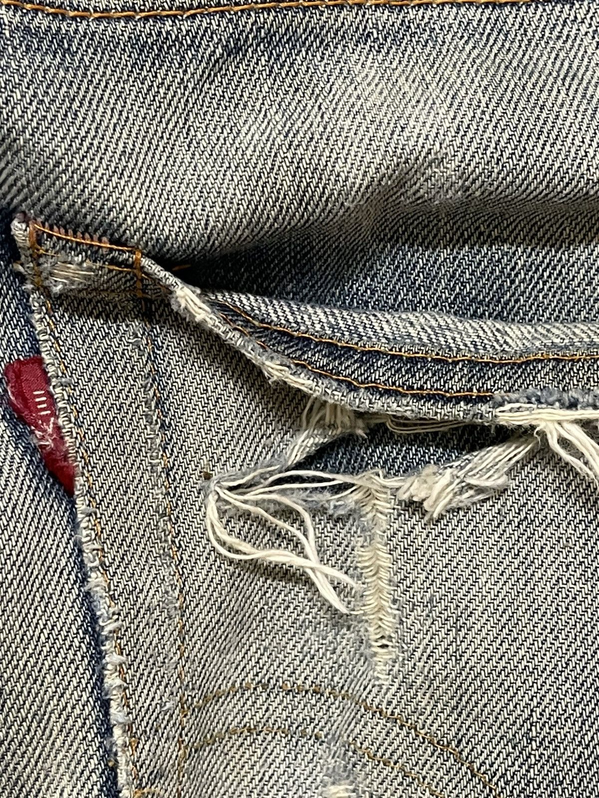 Levi's Vintage 80s Levis 501 Talon Selvedge E Mud Wash Distressed Size US 32 / EU 48 - 14 Thumbnail