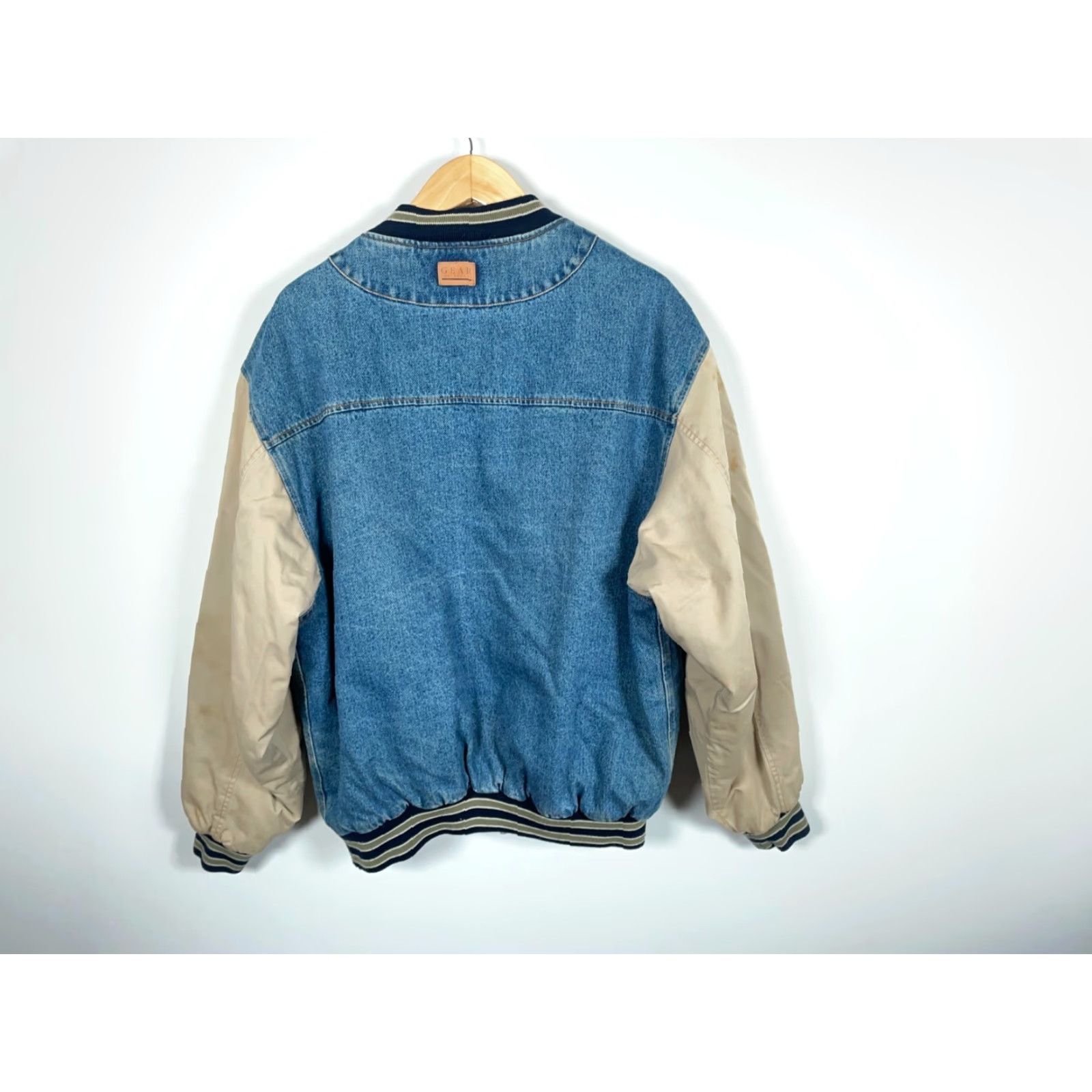 Vintage VINTAGE Gear for Sports Denim Bomber Jacket Men XL Blue Beige Maine Embroidery Size US XL / EU 56 / 4 - 2 Thumbnail