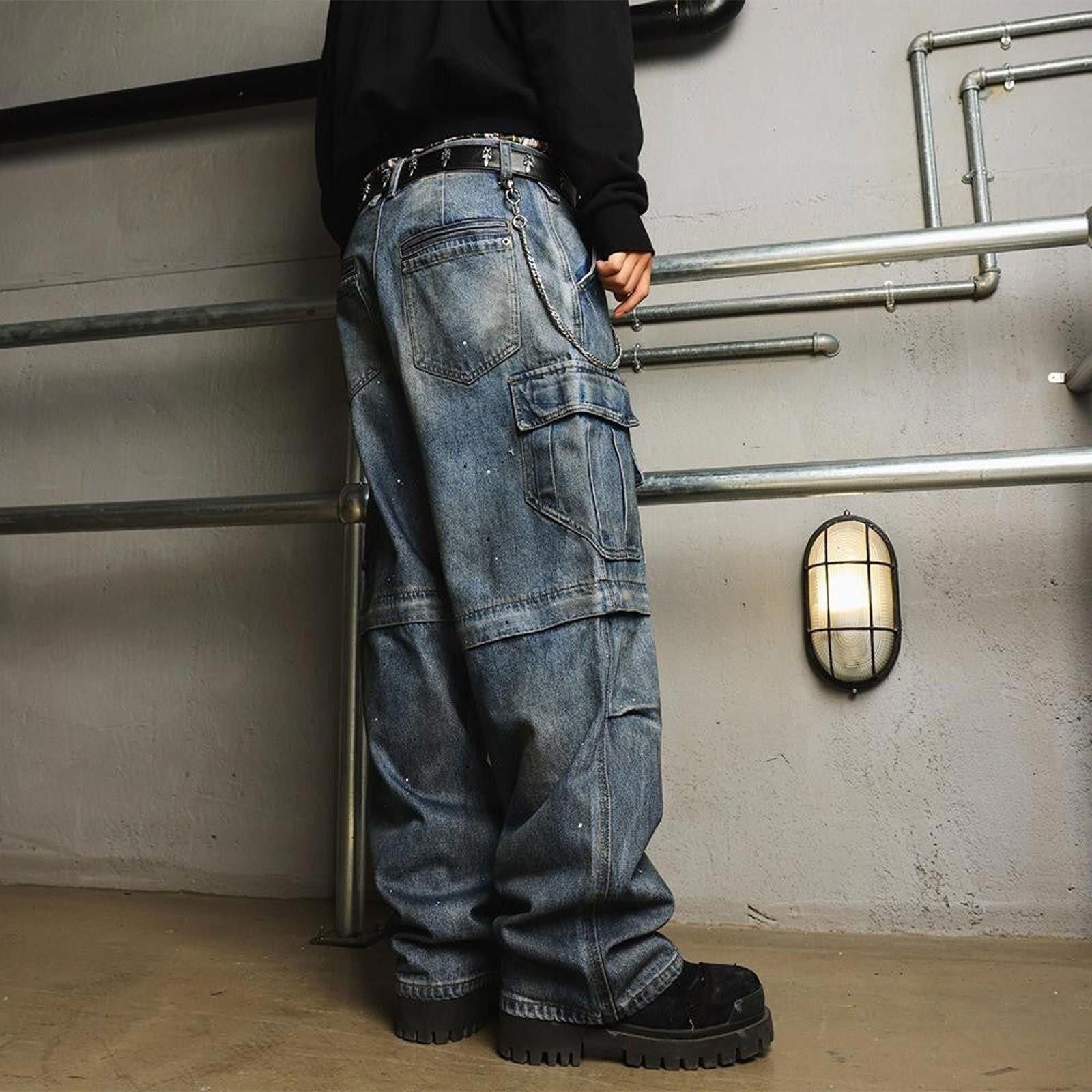 Japanese Brand Distressed Cargo Convertible Denim Jeans / Jorts Size US 28 / EU 44 - 4 Thumbnail