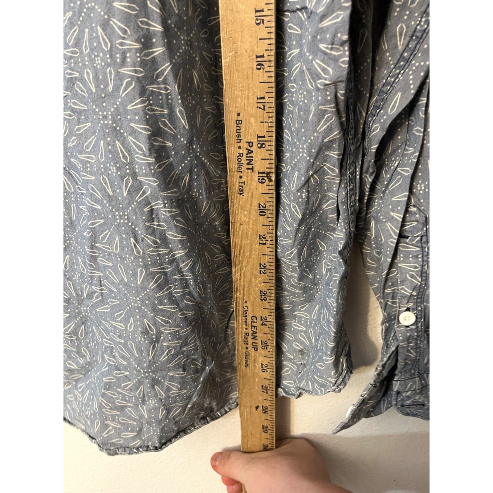 Express Express Shirt Button-Up Men Medium Blue All Over Print Long Sleeve Pockets Size US M / EU 48-50 / 2 - 4 Thumbnail