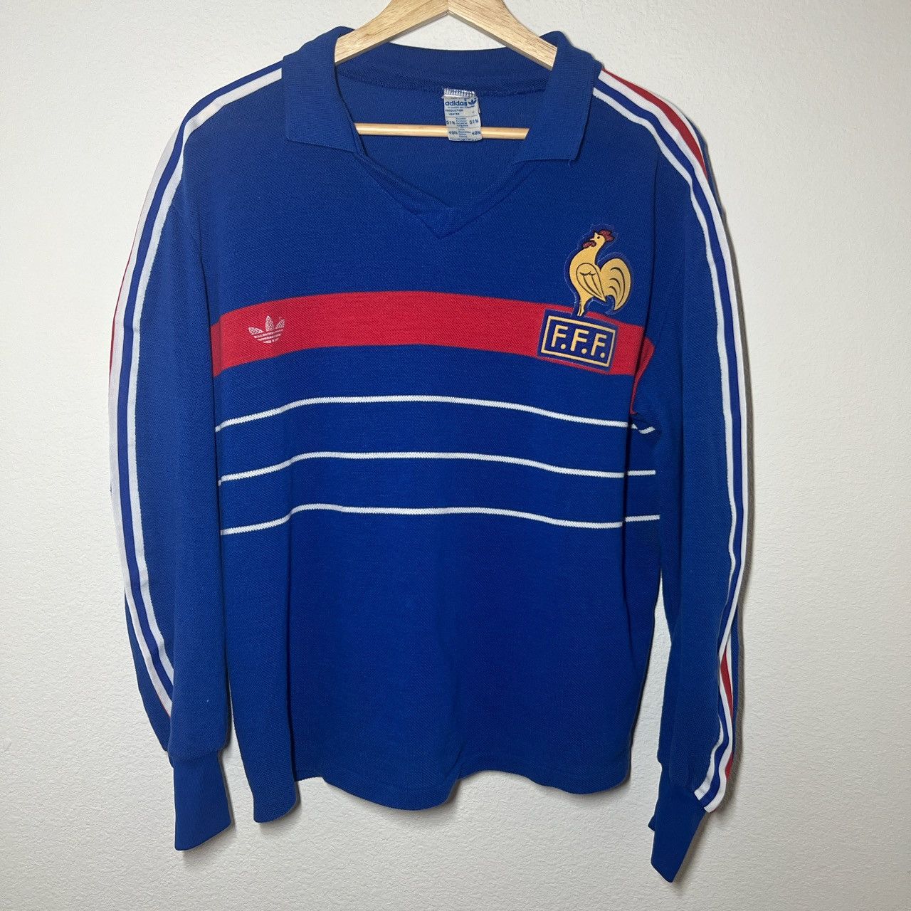 Adidas France Michel Platini 1984 Home Long Sleeve Jersey Size US M / EU 48-50 / 2 - 1 Thumbnail