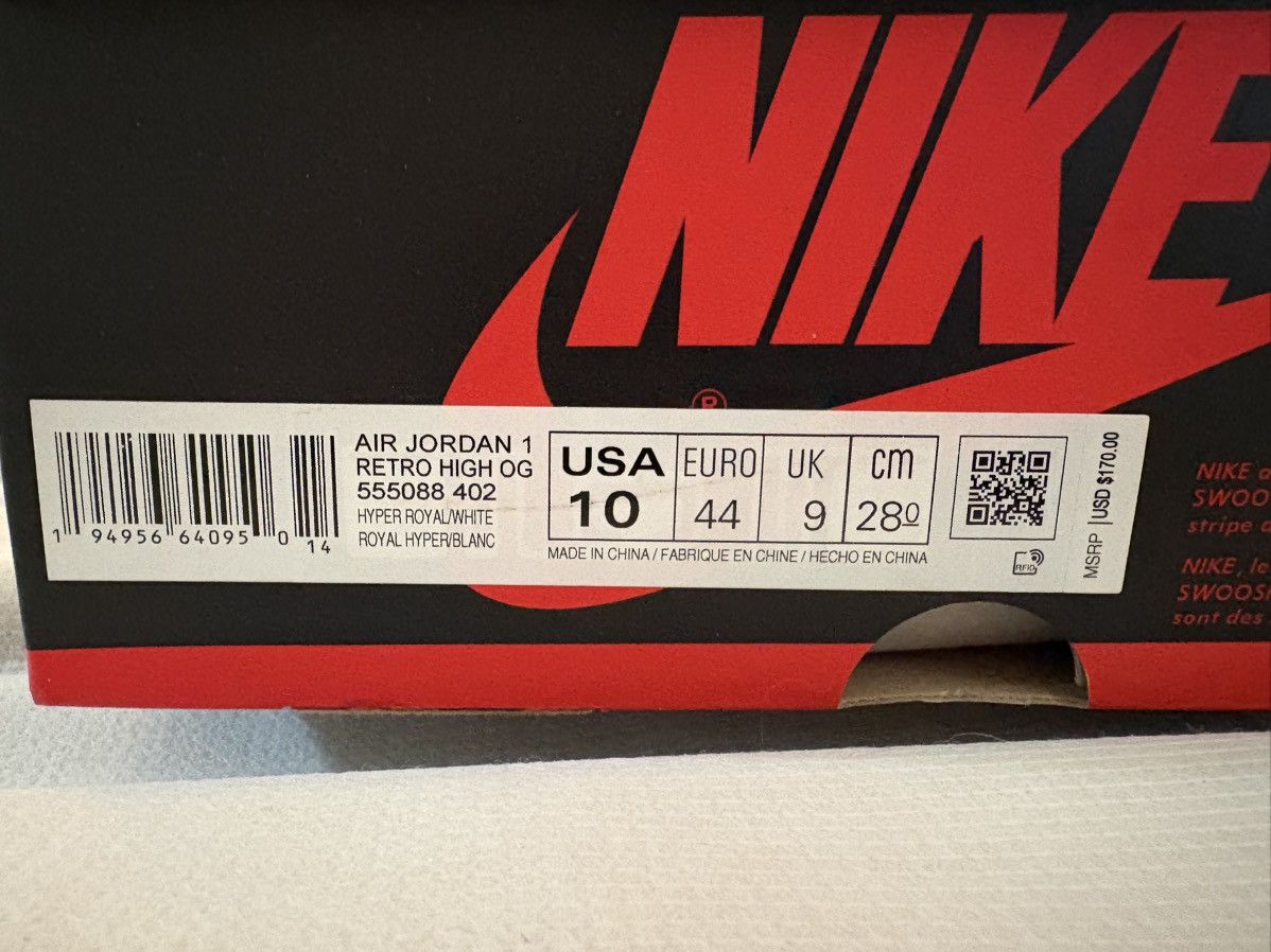 Jordan Brand Jordan 1 Retro High OG “Hyper Royal” Size US 10 / EU 43 - 10 Thumbnail