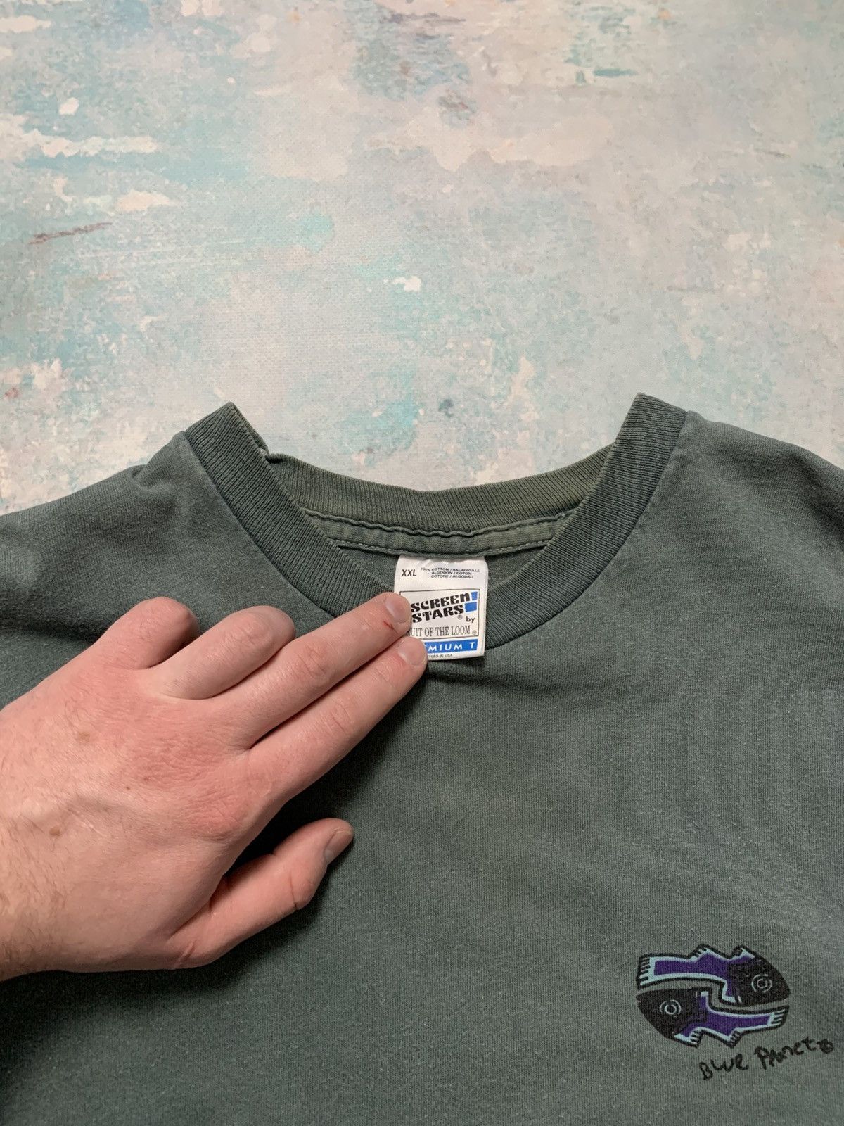 Vintage Blue Planet 90s T-Shirt Screen Stars Oversized Fade Tee Size US XXL / EU 58 / 5 - 7 Thumbnail