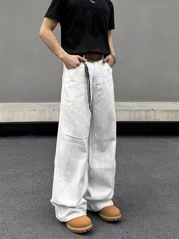 Japanese Brand × Jean Vintage Dirty White Micro Flare Straight Leg Jeans Size US 34 / EU 50 - 2 Thumbnail