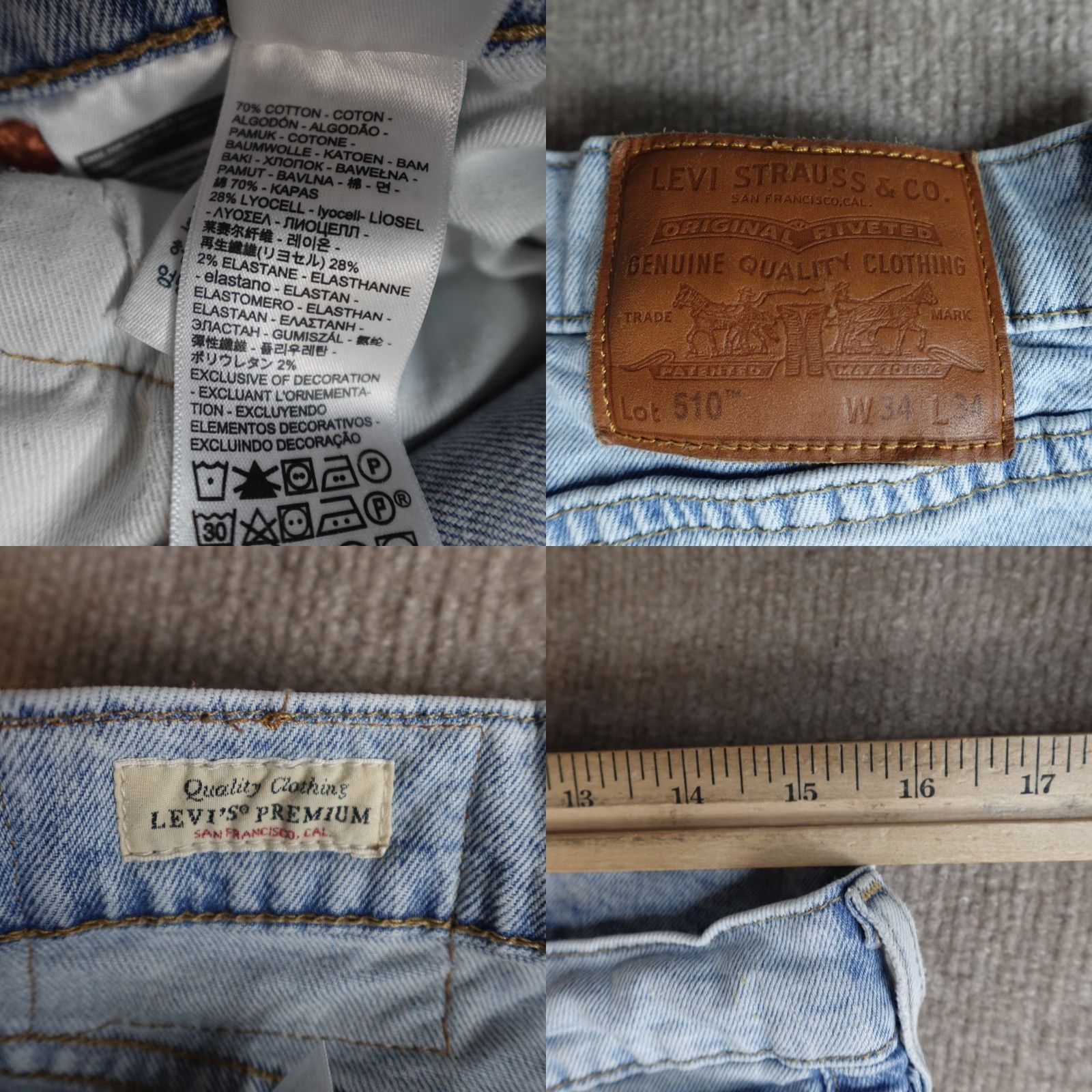 Levi's VINTAGE Levi's 510 Jeans 32 x 31 Blue Premium Big E Mens Regular 5-Pocket Denim Cotton Blend Straight - 32x31 Modern Fit? Wait Size US 32 / EU 48 - 8 Thumbnail