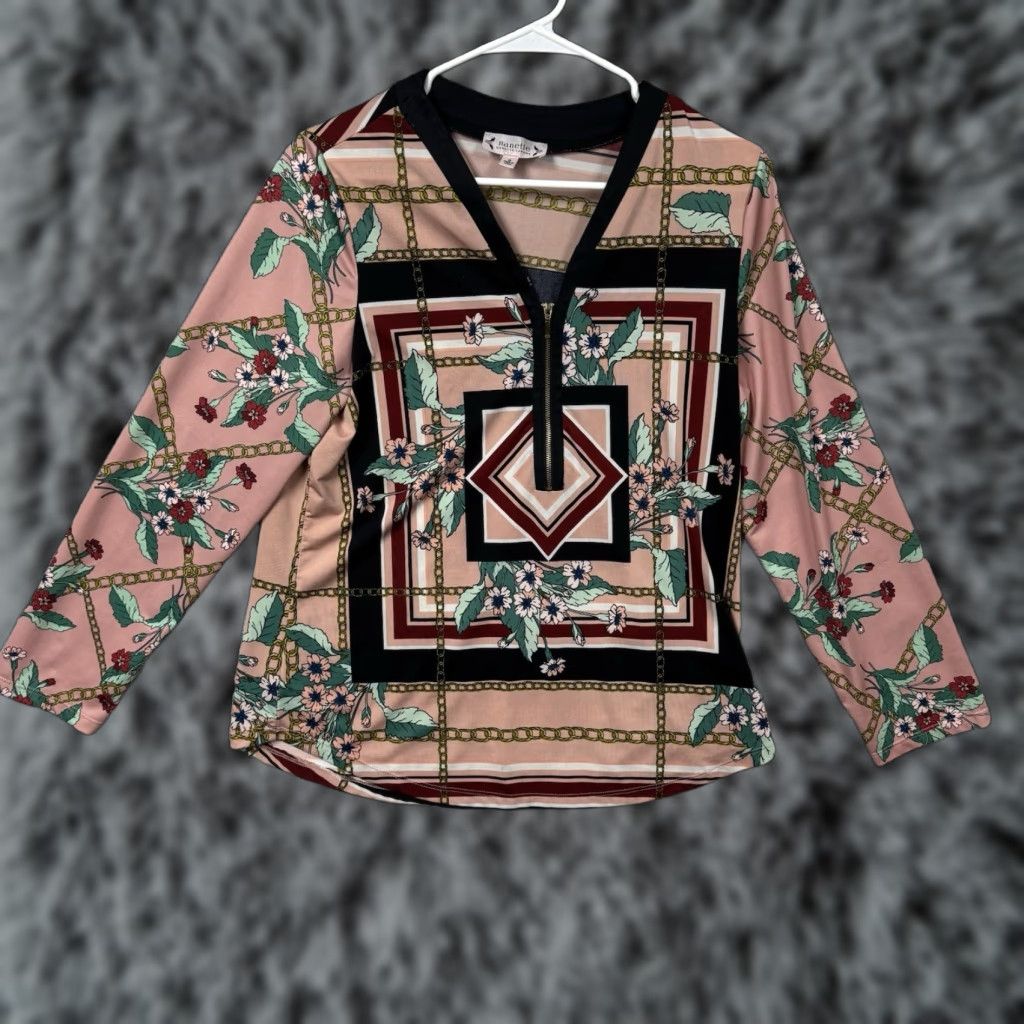 Nanette Lepore Nanette Lepore Blouse M Scarf Chain Floral Print Polished Casual Office Chic Shirt Womens Size M / US 6-8 / IT 42-44 - 1 Thumbnail